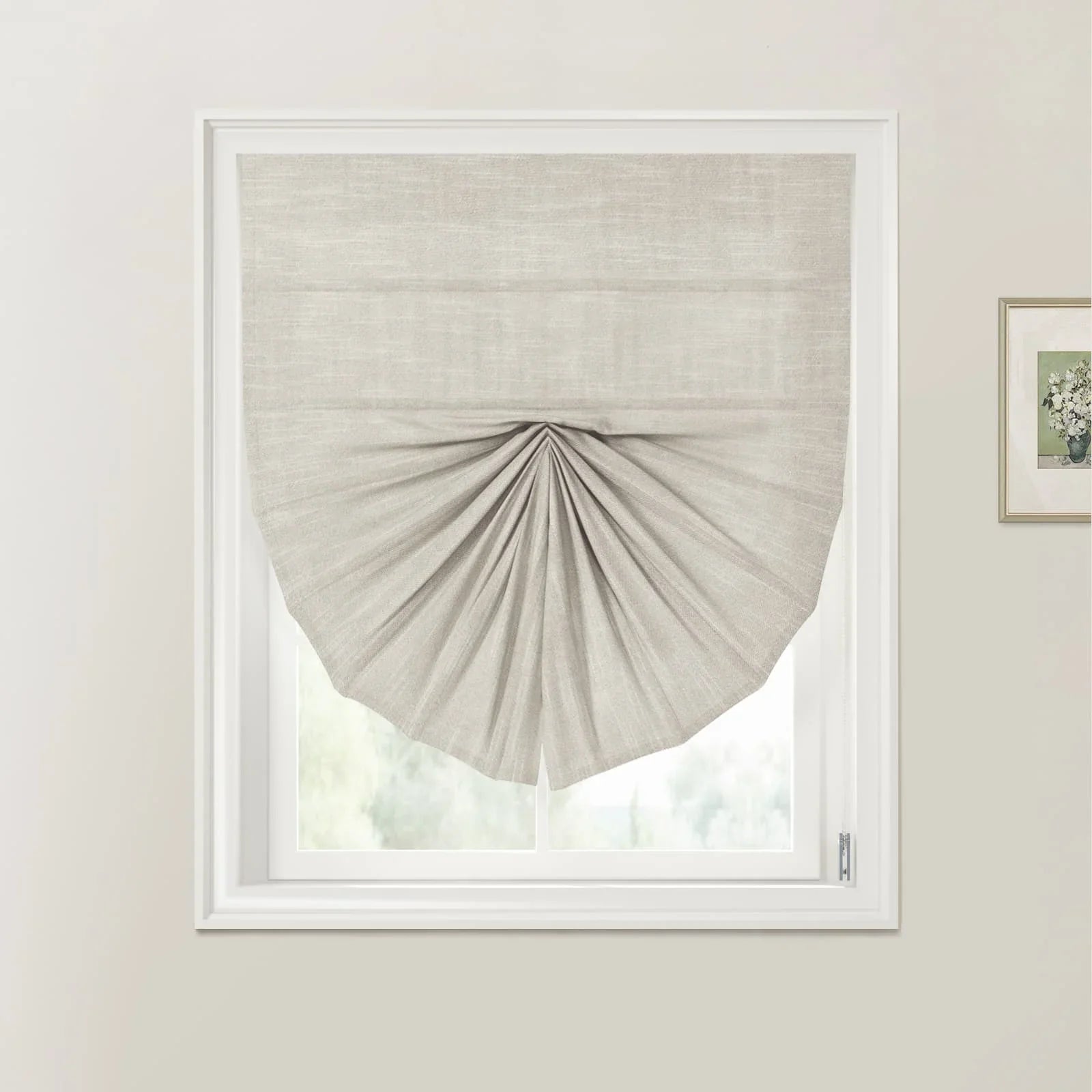 Jawara Linen Cotton Fan Roman Shades Cord Lift