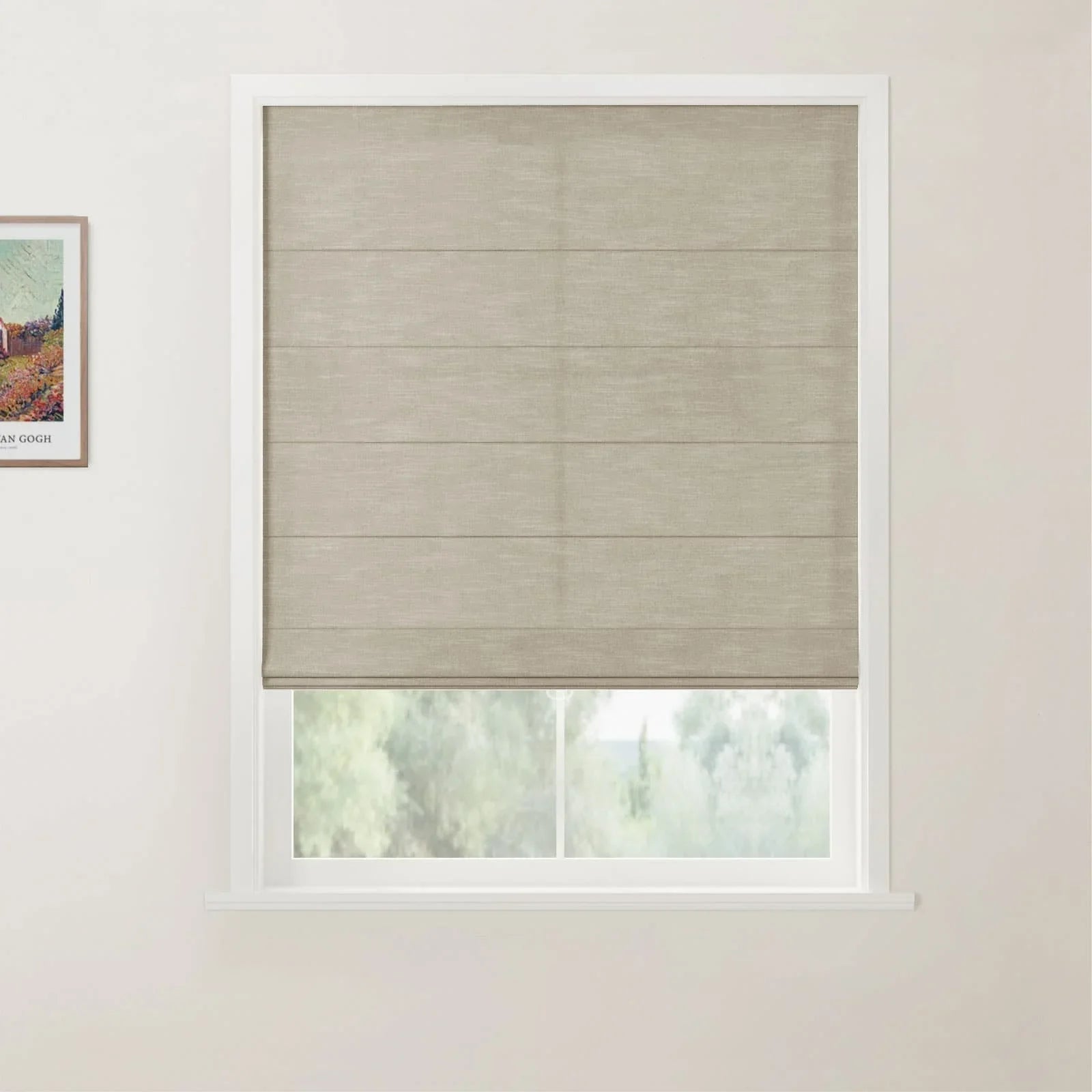 Jawara Linen Cotton Back Slat Roman Shades Cordless