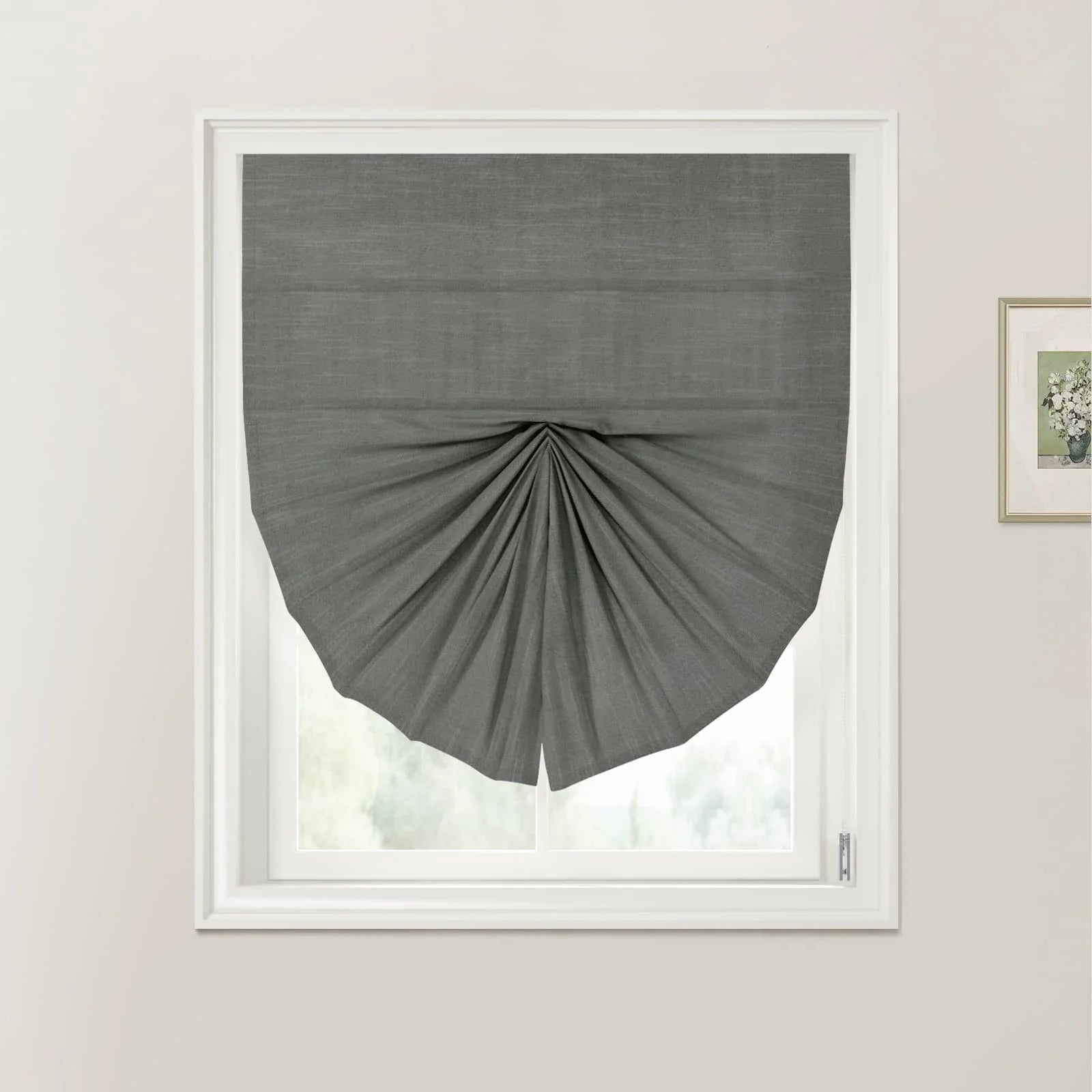 Jawara Linen Cotton Fan Roman Shades Cord Lift