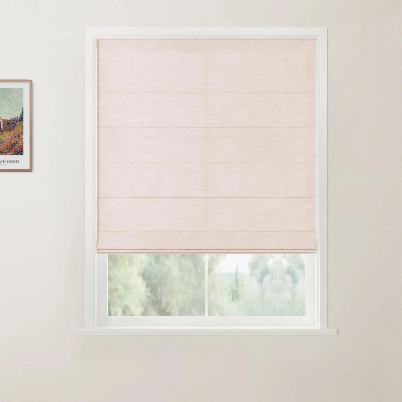 Jawara Linen Cotton Back Slat Roman Shades Cordless