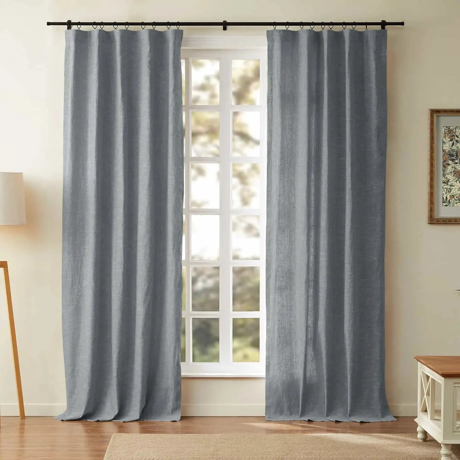 Jawara Luxury Linen Cotton Curtains with Border Trim (Sold per Pair)