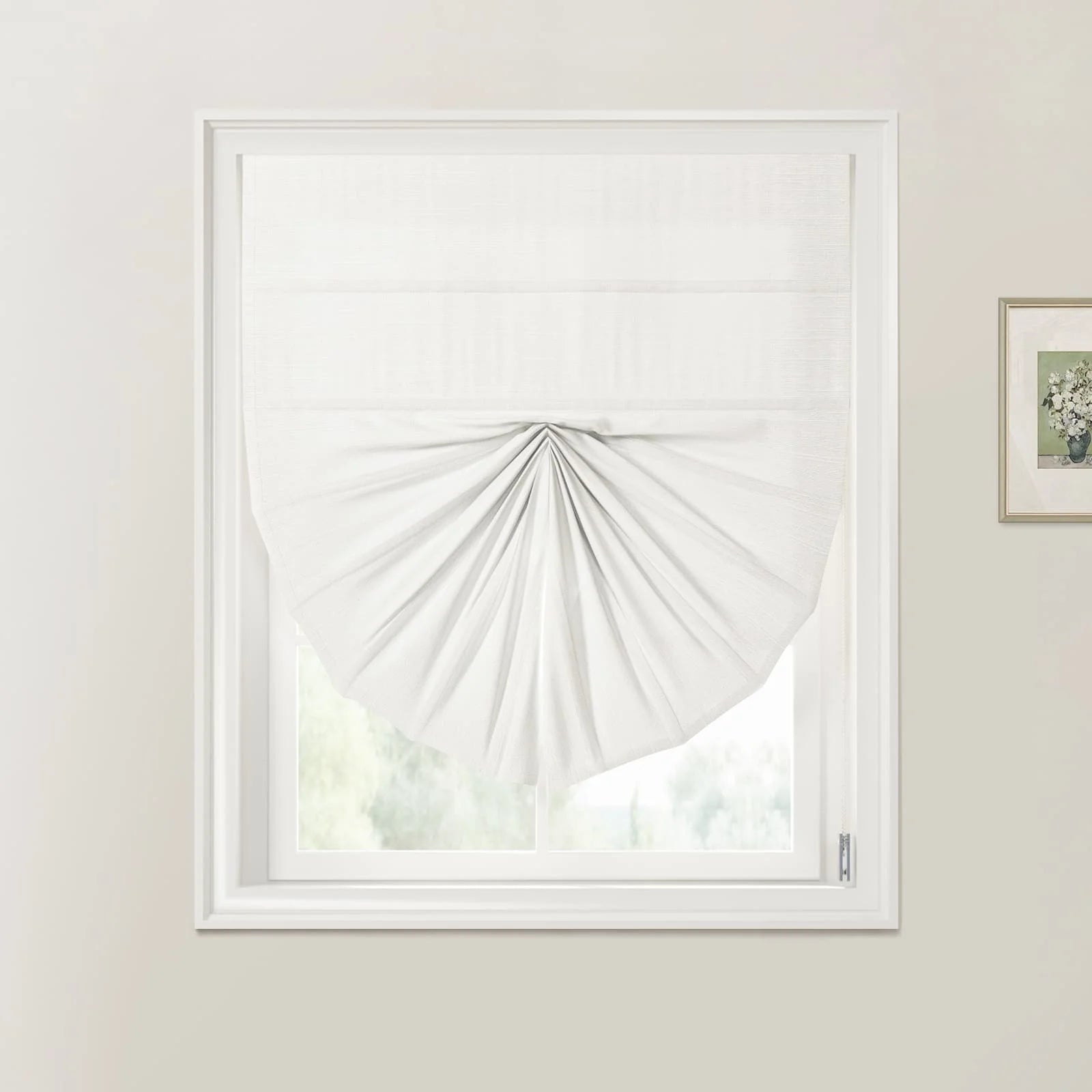 Jawara Linen Cotton Fan Roman Shades Cord Lift