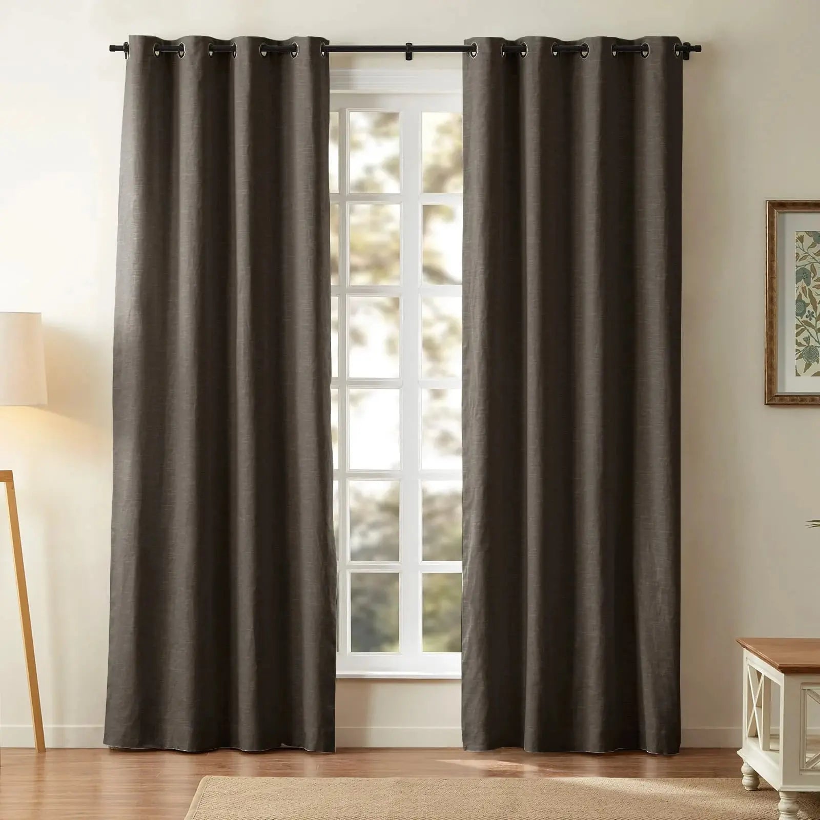 Jawara Luxury Linen Cotton Curtains with Border Trim (Sold per Pair)