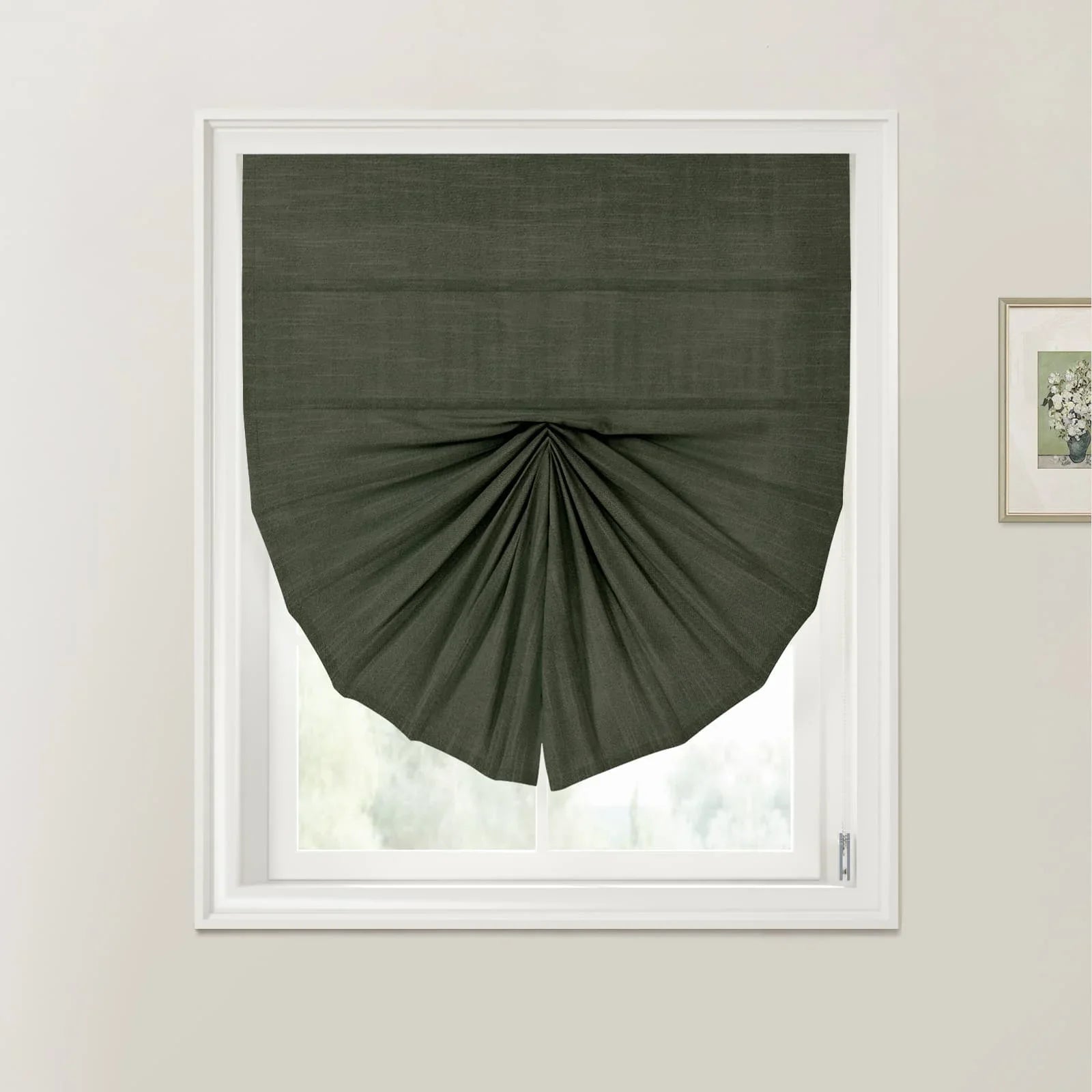 Jawara Linen Cotton Fan Roman Shades Cord Lift