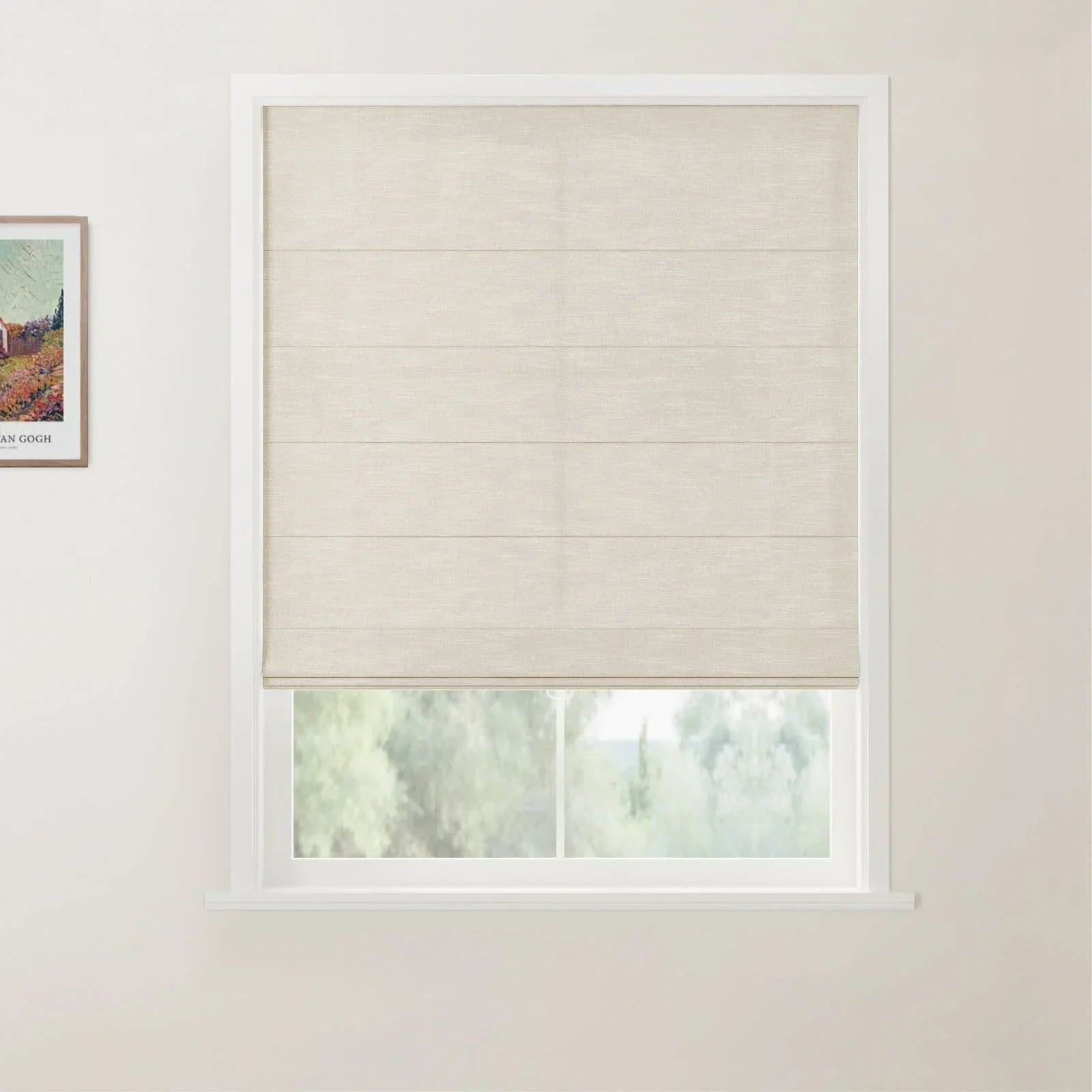 Jawara Linen Cotton Back Slat Roman Shades Cordless