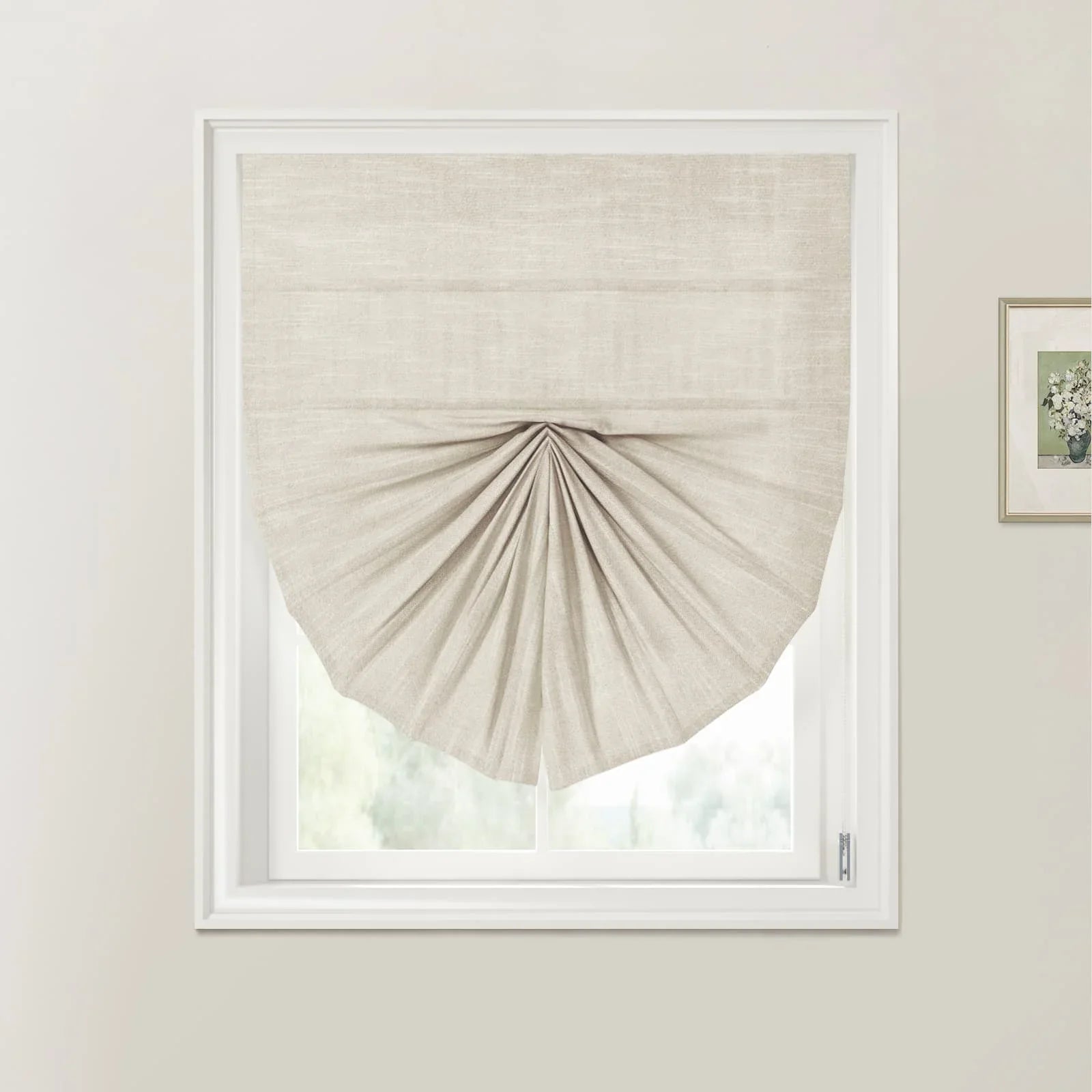 Jawara Linen Cotton Fan Roman Shades Cord Lift