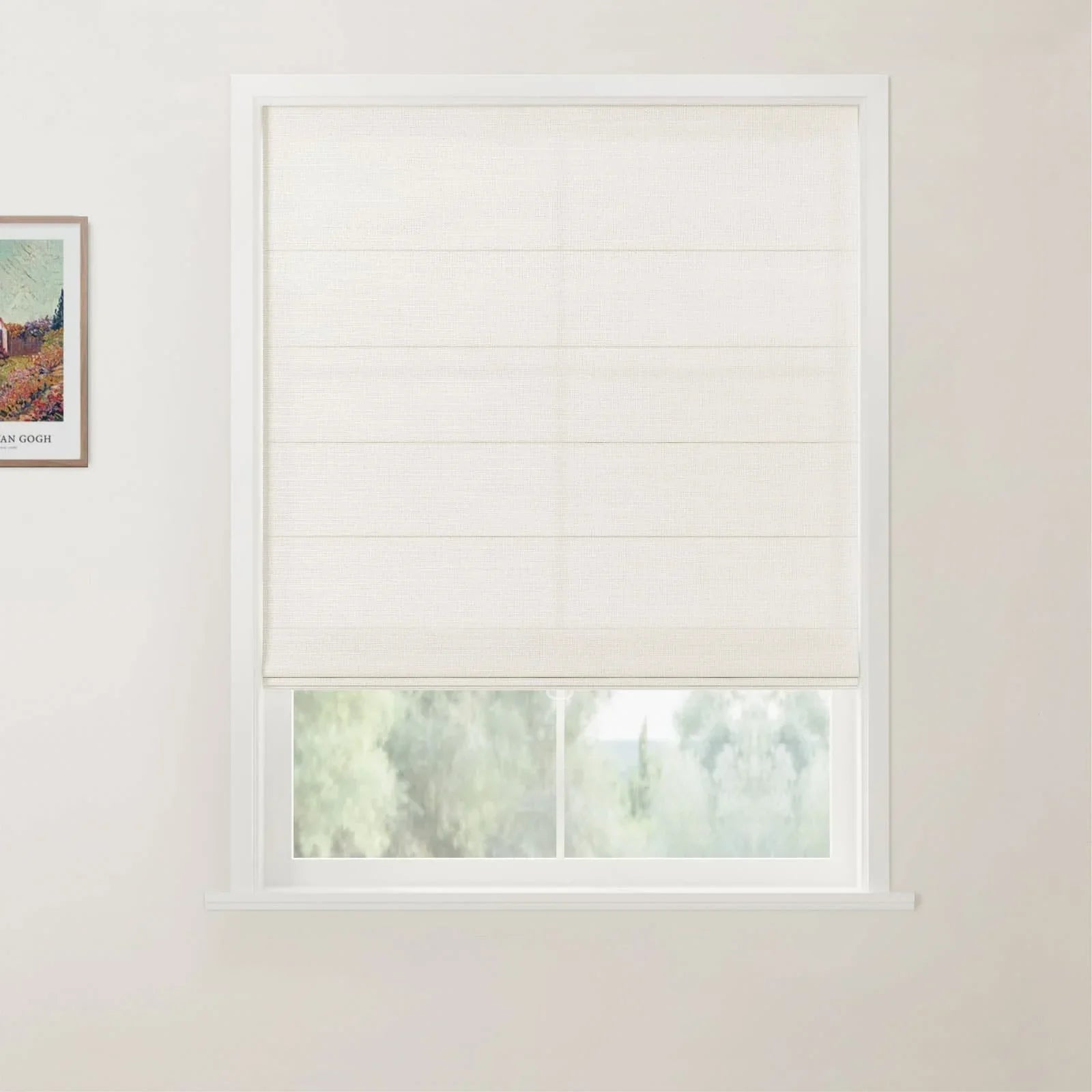 Jawara Linen Cotton Back Slat Roman Shades Cordless