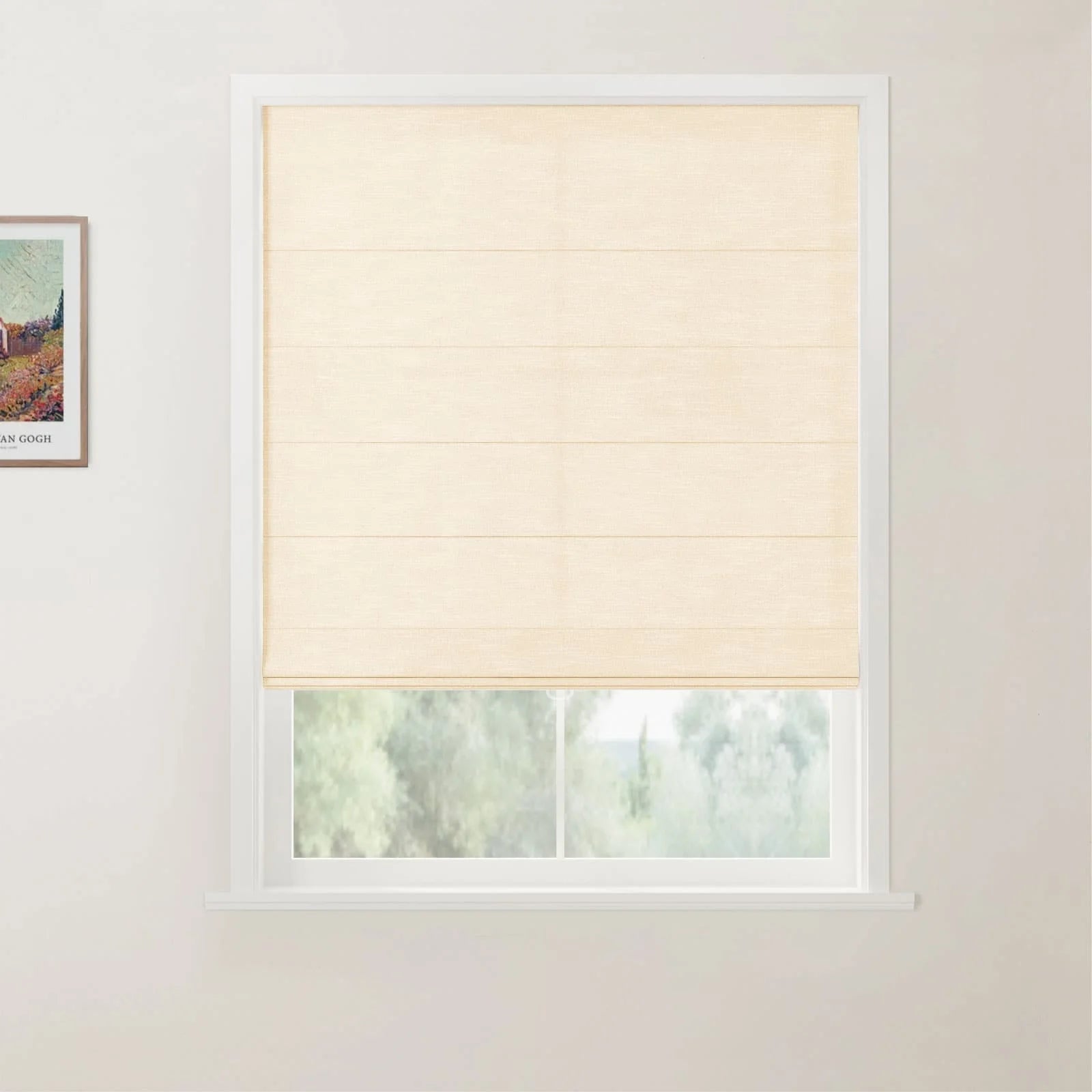 Jawara Linen Cotton Back Slat Roman Shades Cordless