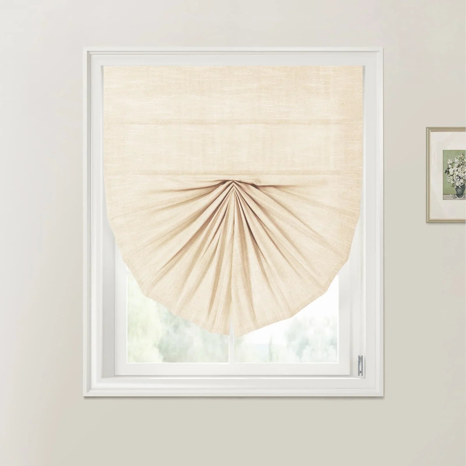 Jawara Linen Cotton Fan Roman Shades Cord Lift