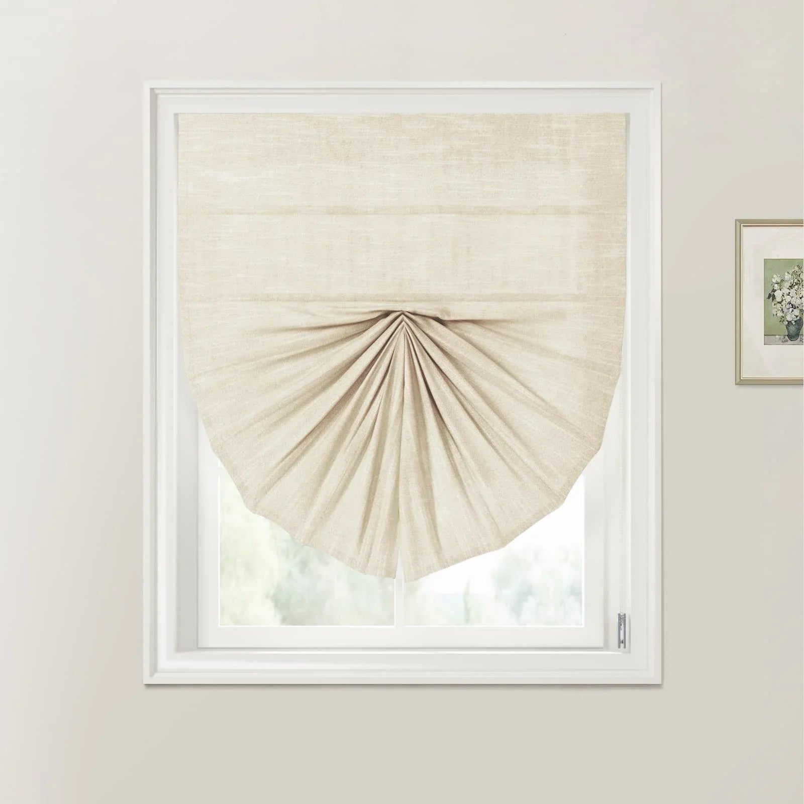 Jawara Linen Cotton Fan Roman Shades Cord Lift