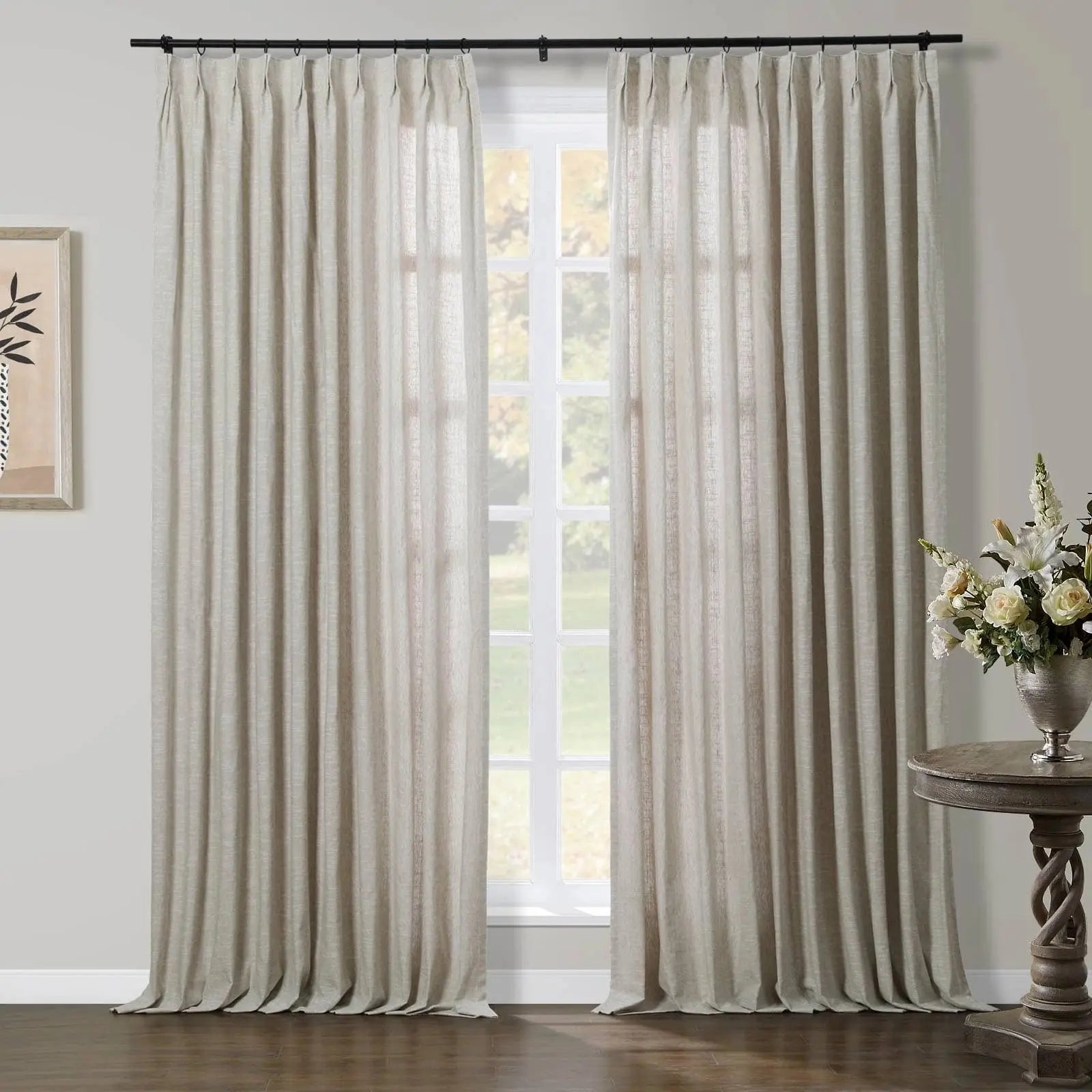 Jawara Linen Pinch Pleat Light Filtering Drapery with Unlined SLIDINGCURTAIN