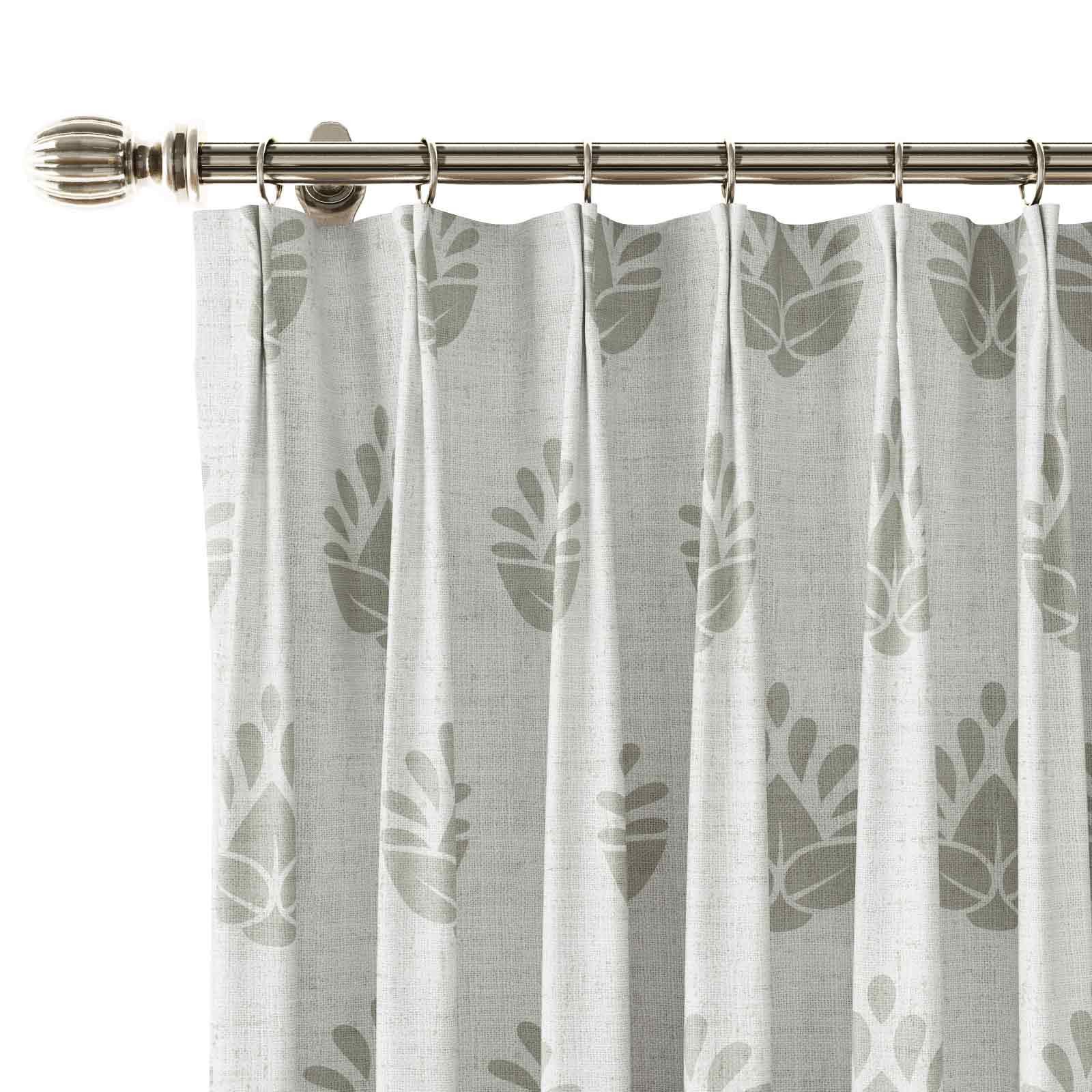 Stefana Silber Print Linen Blend Curtain Drapery Pleated