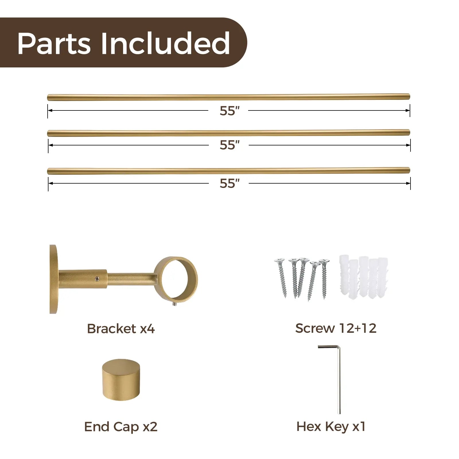 Jaylon Window Curtain Rod with Wall Brackets