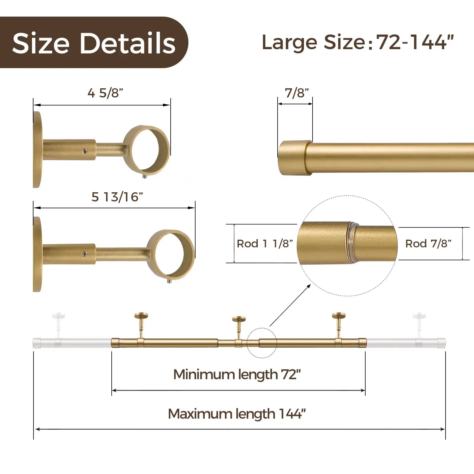 Jaylon Window Curtain Rod with Wall Brackets