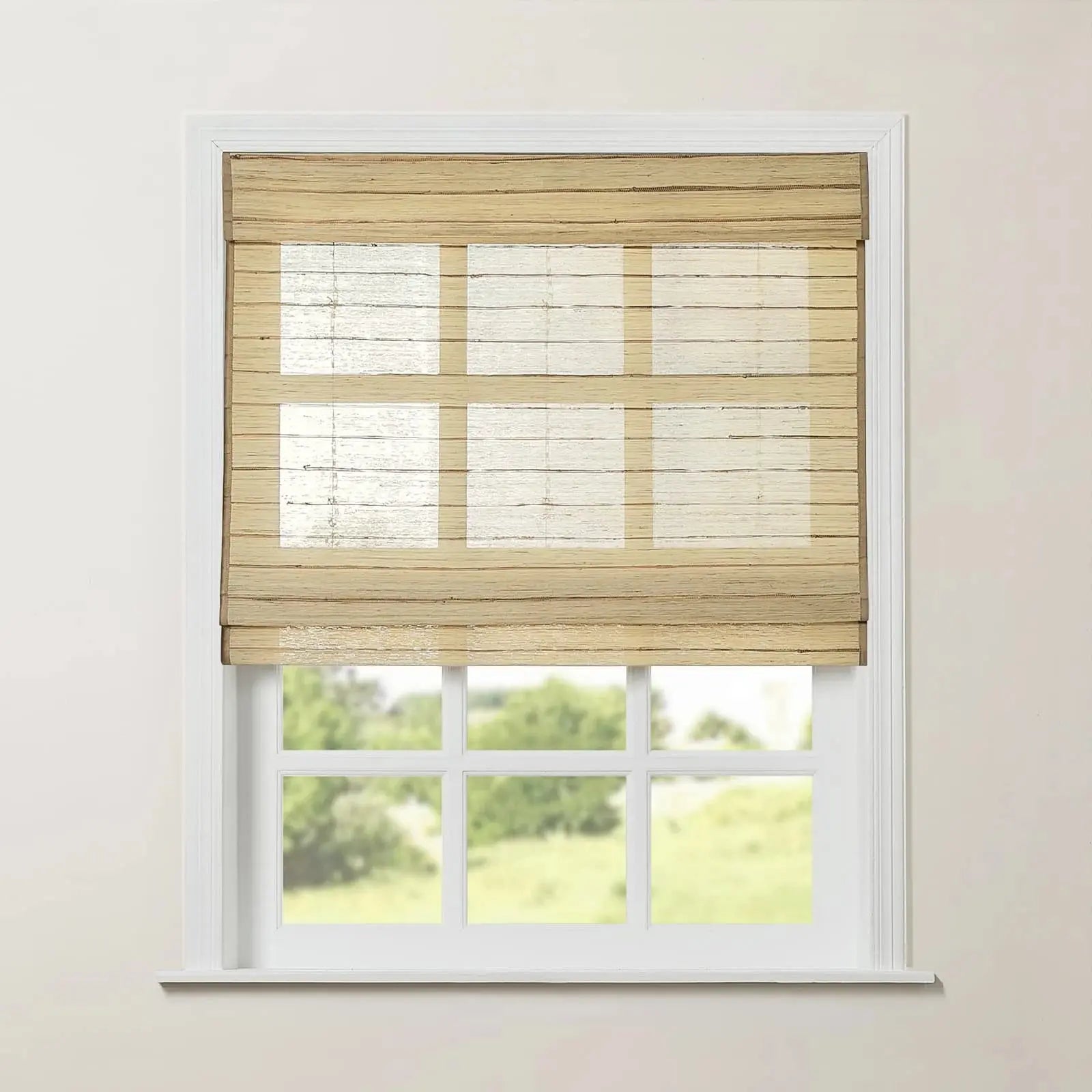 Rae Natural Ramie Jute Woven Wood Shades - Series M -SLIDINGCURTAIN CURTAINS