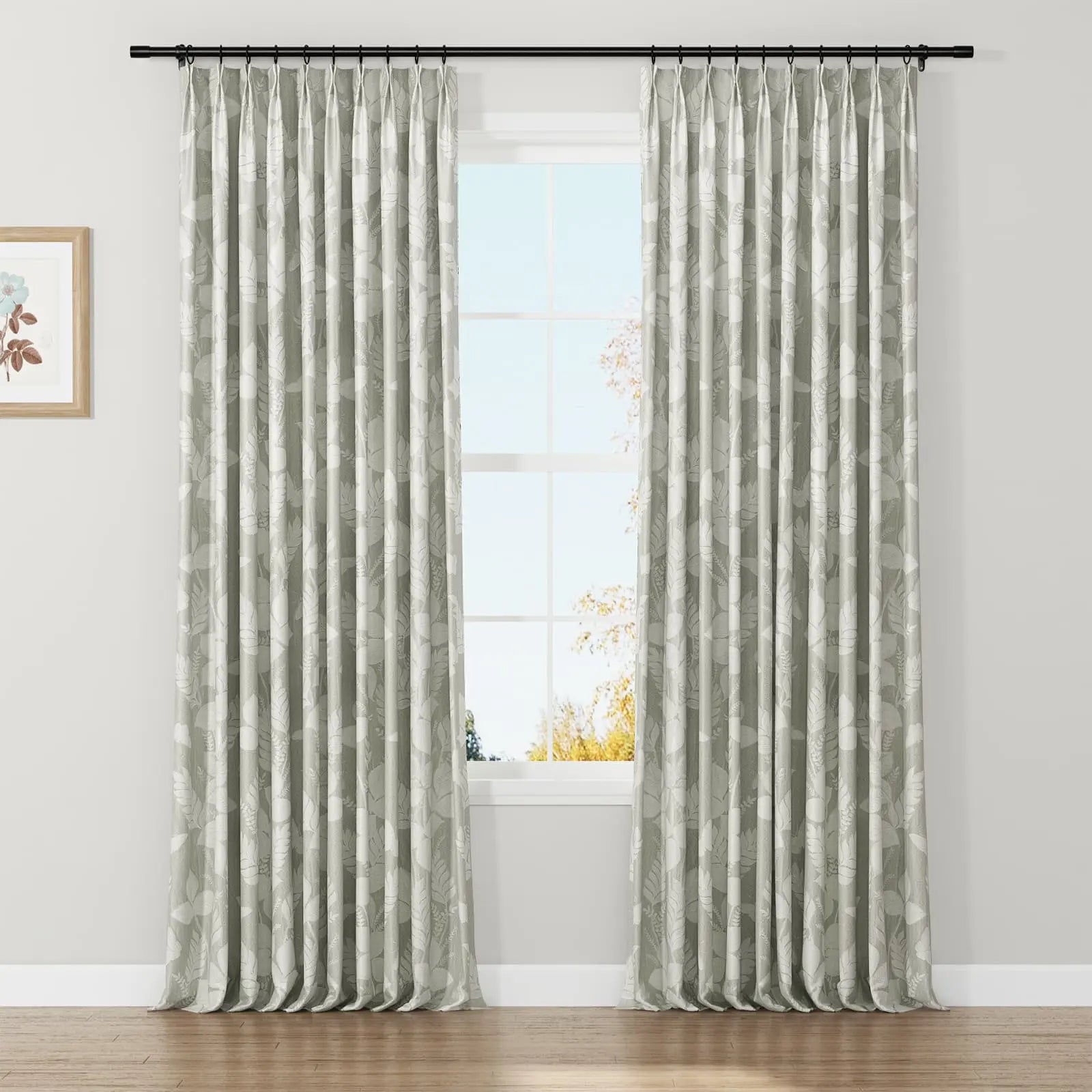 Lydia Foliage Jacquard Curtain Pleated SLIDINGCURTAIN