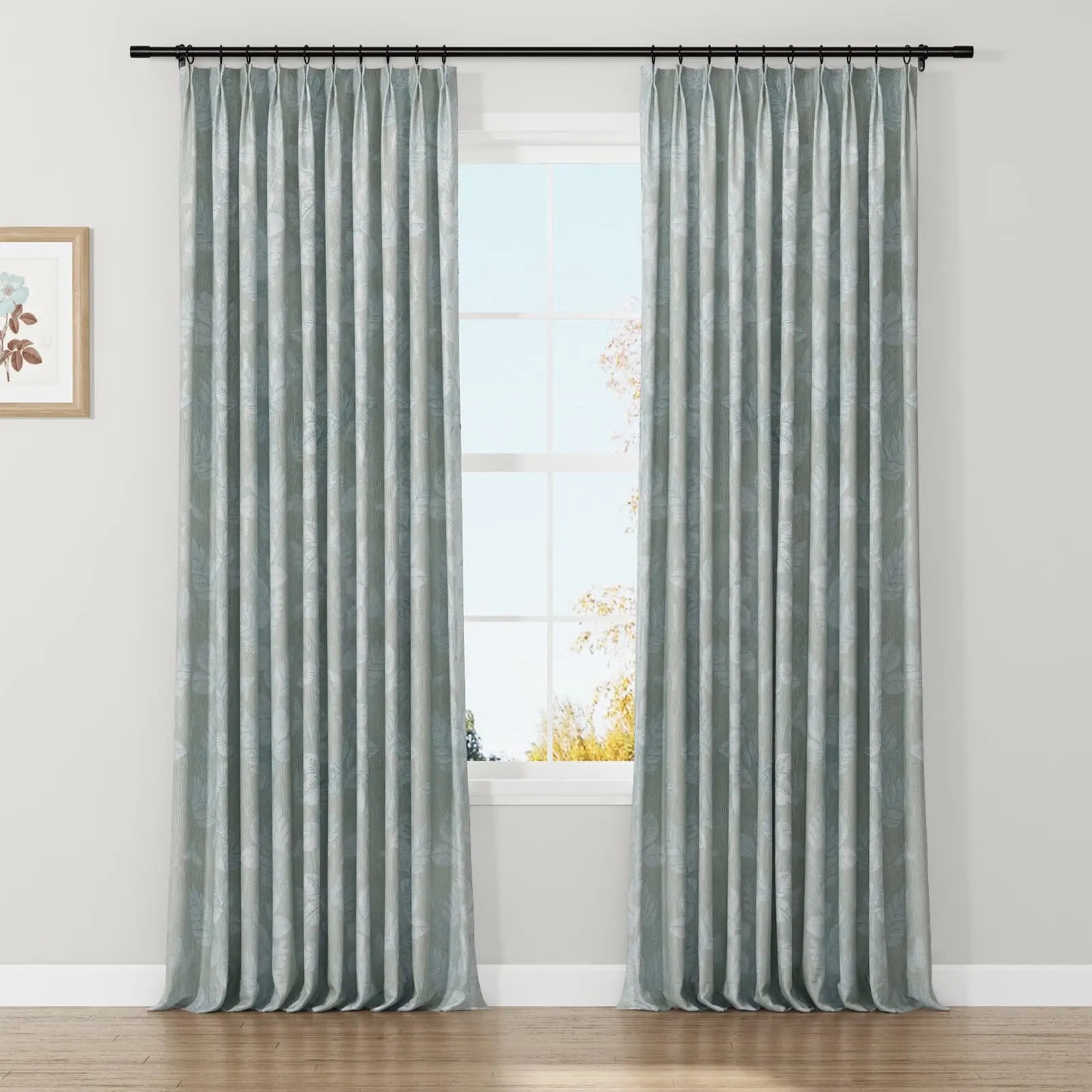 Lydia Foliage Jacquard Curtain Pleated SLIDINGCURTAIN