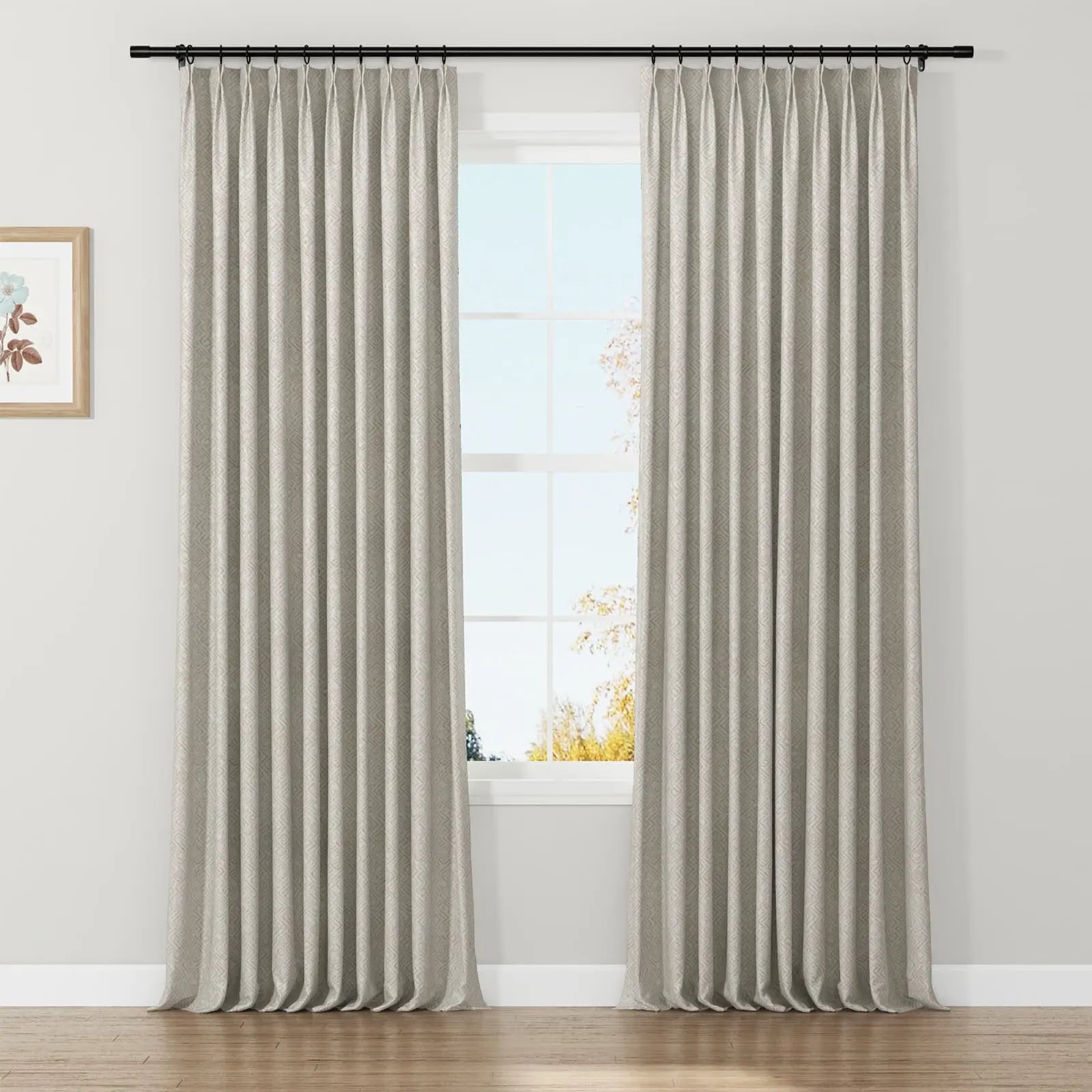 Lydia Scroll Jacquard Curtain Pleated SLIDINGCURTAIN