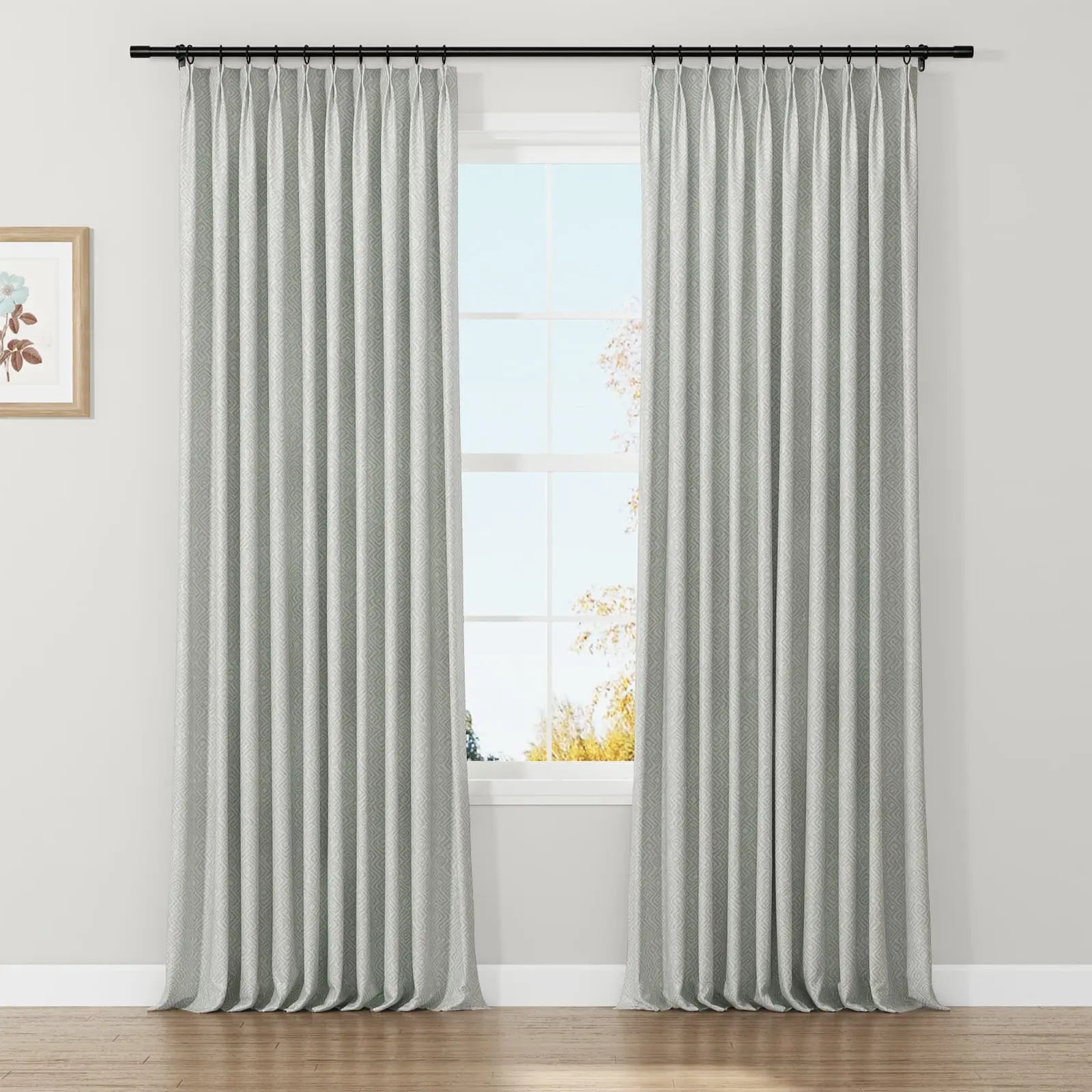 Lydia Scroll Jacquard Curtain Pleated SLIDINGCURTAIN