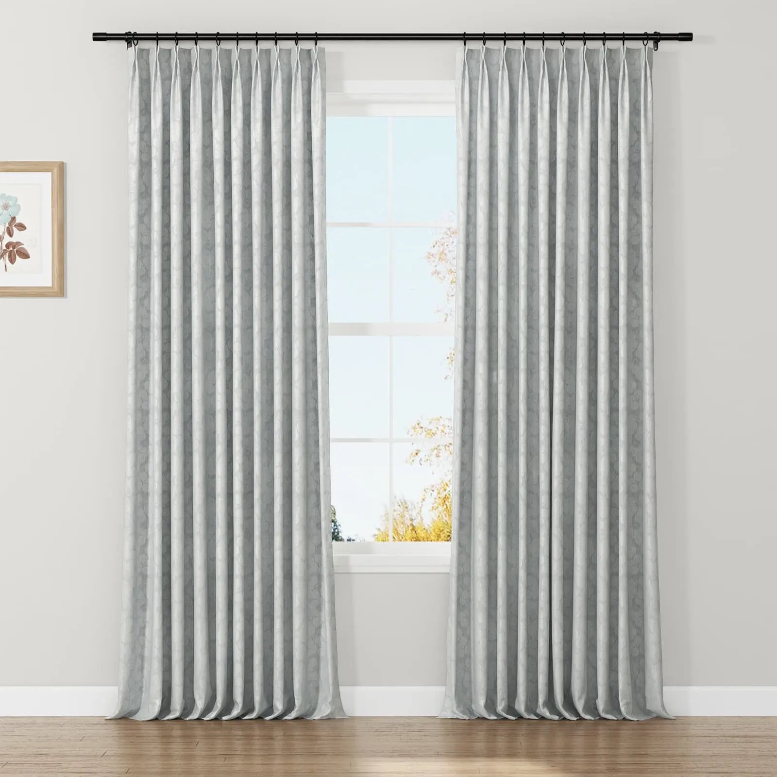 Lydia Daisy Jacquard Curtain Pleated SLIDINGCURTAIN