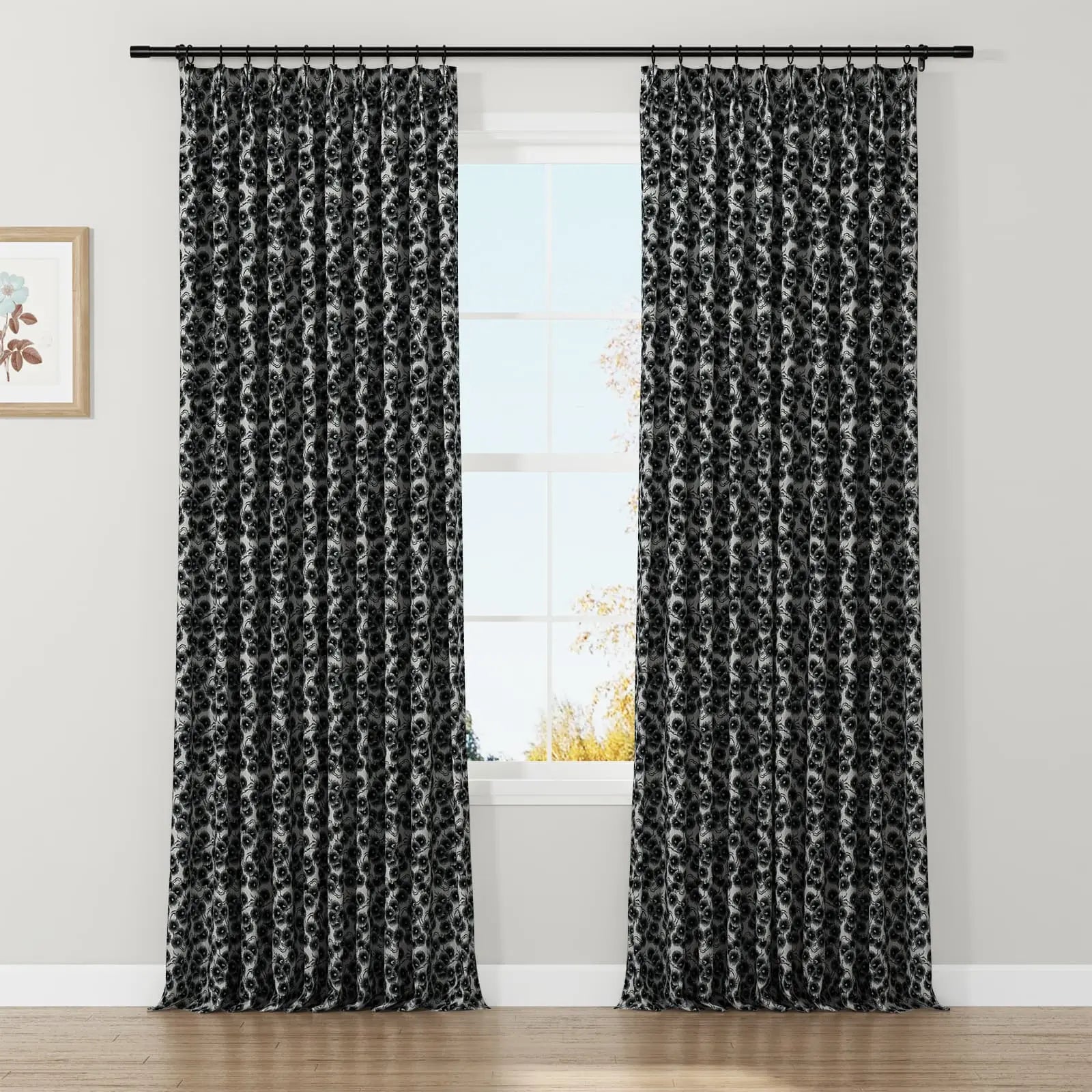 Lydia Daisy Jacquard Curtain Pleated SLIDINGCURTAIN