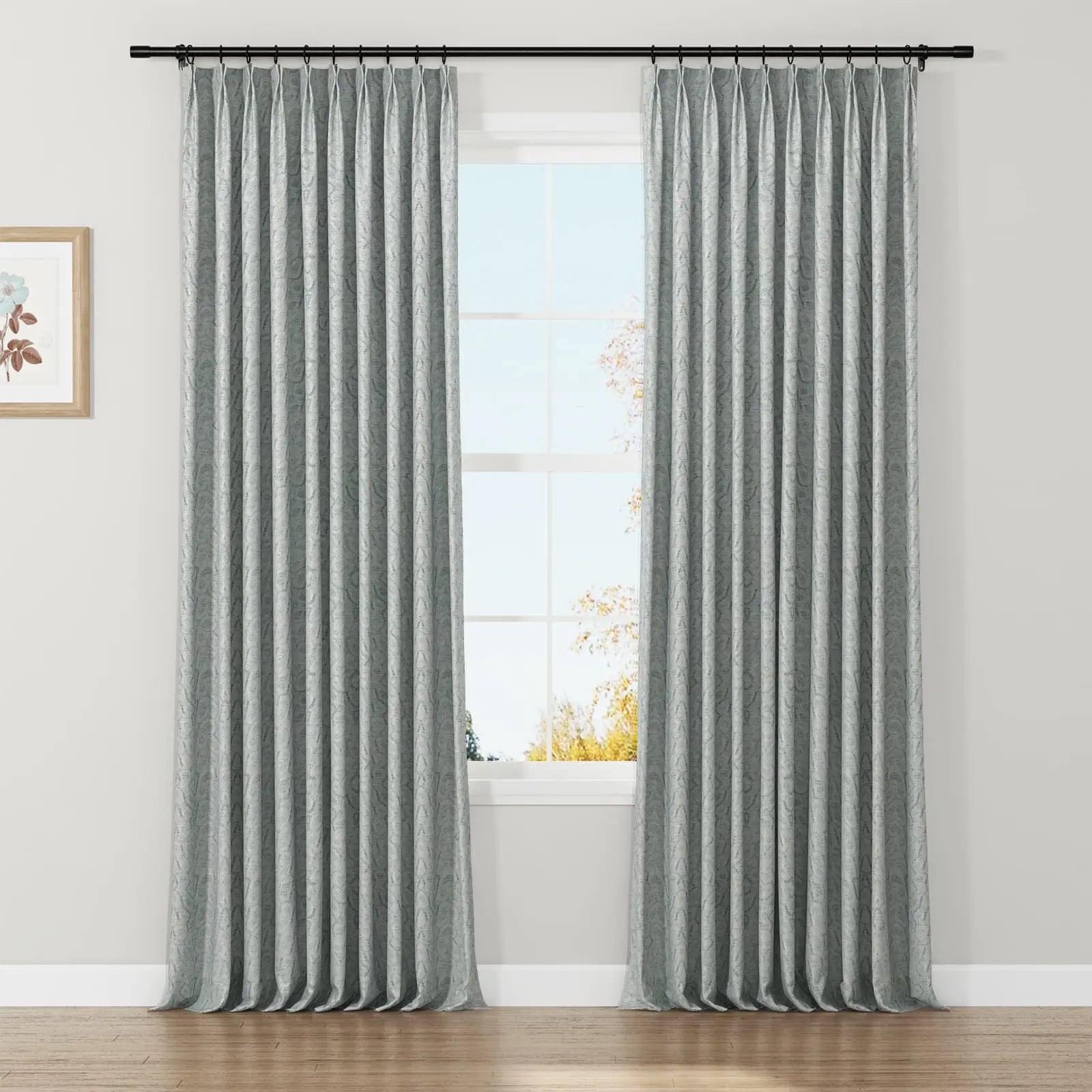 Lydia Polygon Jacquard Curtain Pleated SLIDINGCURTAIN