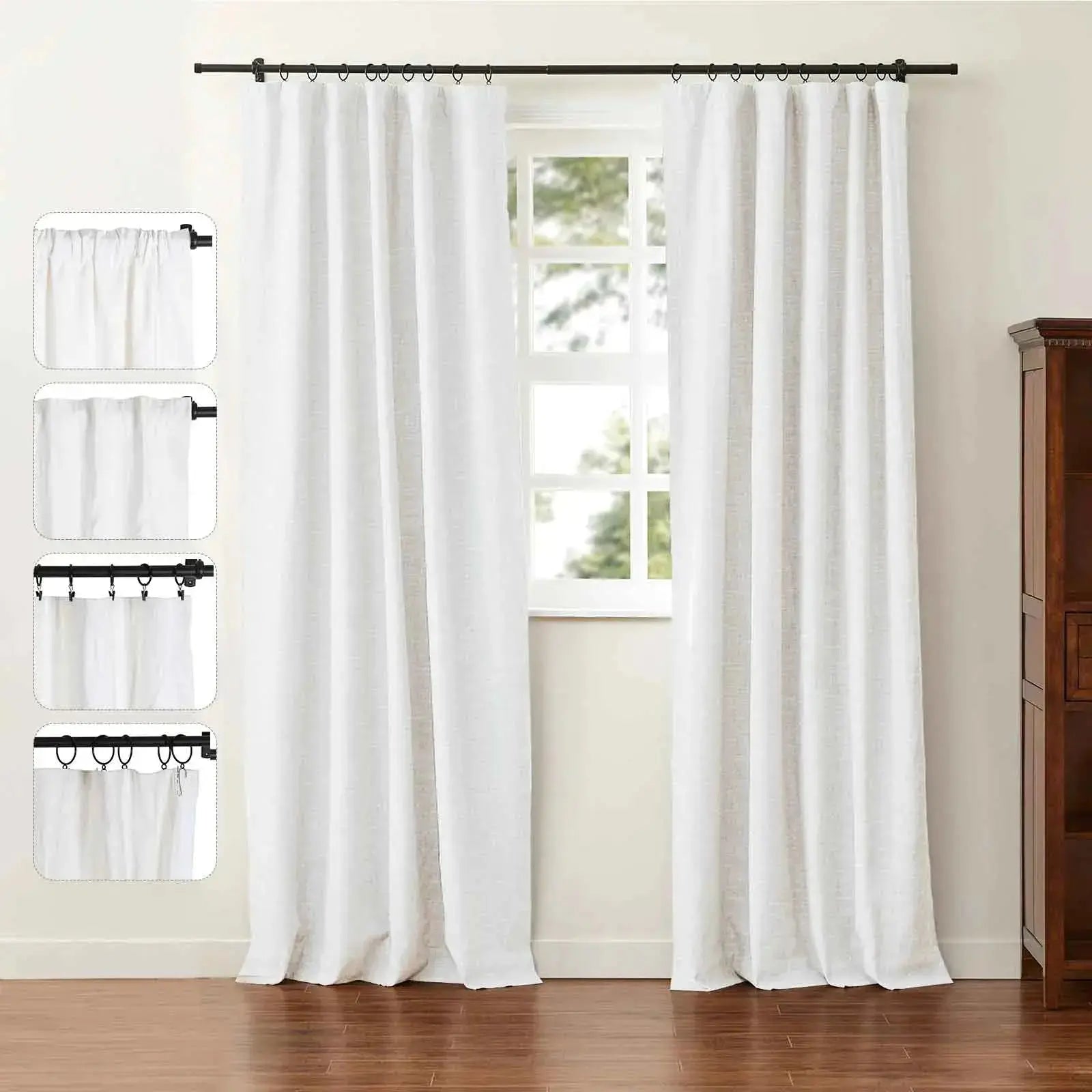 Jawara Linen Cotton Drapery 4-In-1 with Blackout Lining -SLIDINGCURTAIN