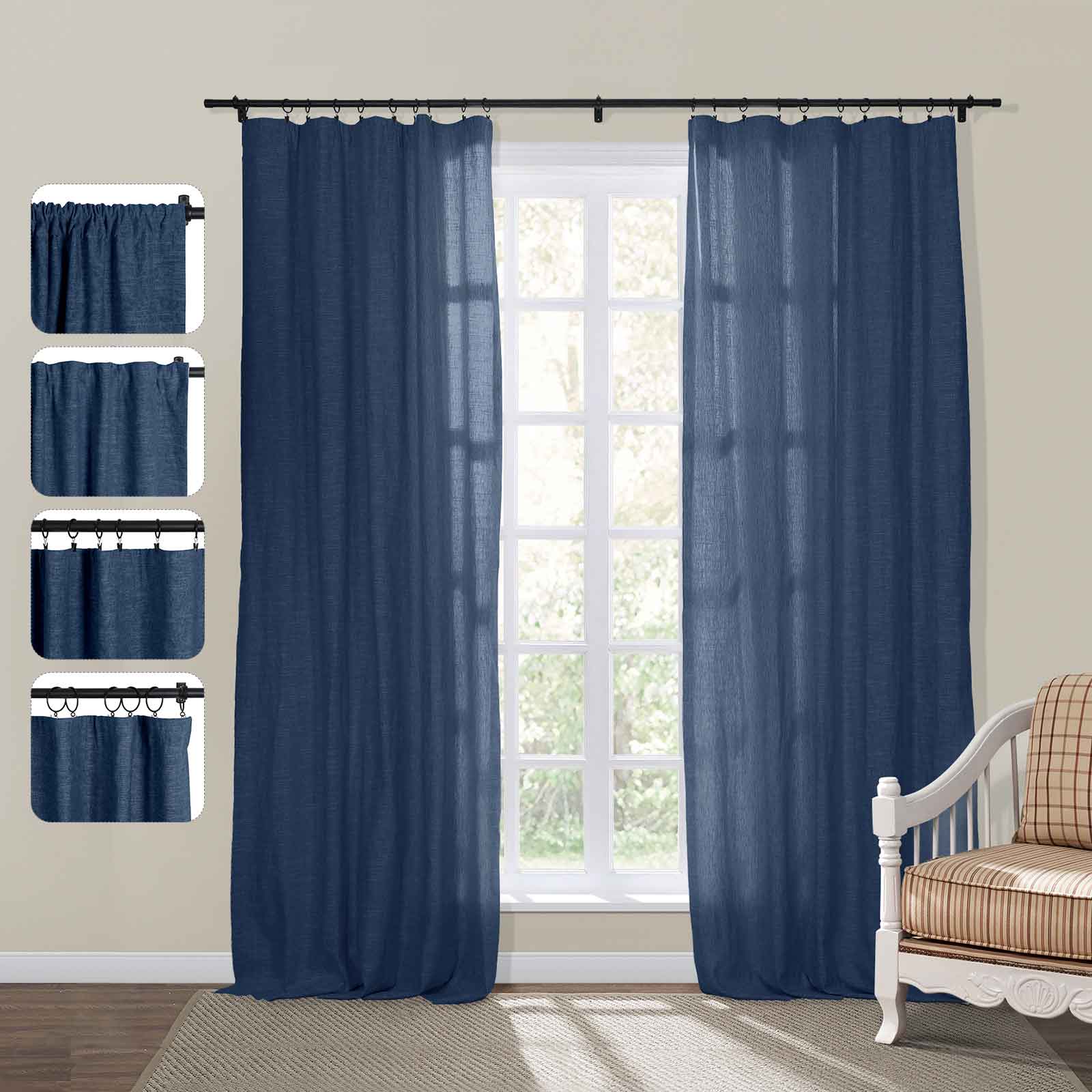 Jawara Luxury Linen Cotton Curtain Soft Top SLIDINGCURTAIN