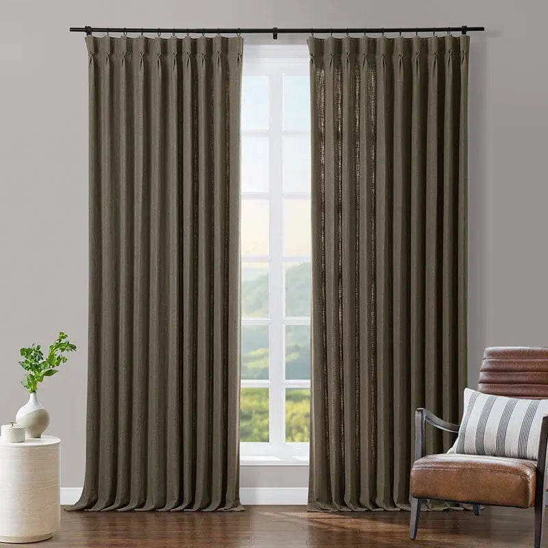 Tia Linen Blend Curtain Drapery Pleated SLIDINGCURTAIN