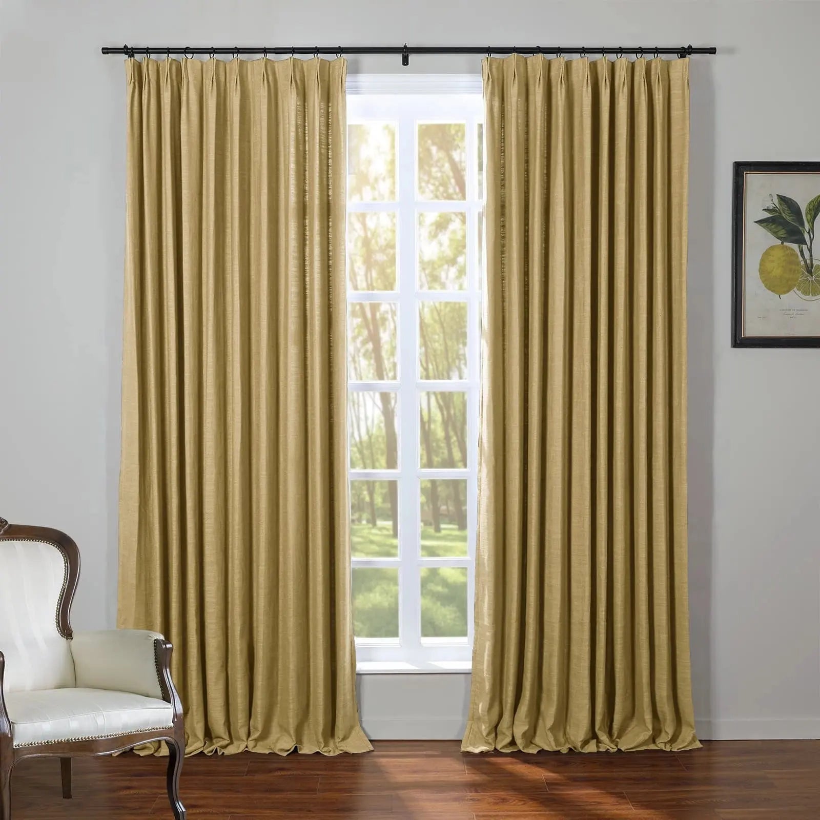 Kyla Linen Drapery Pleated SLIDINGCURTAIN