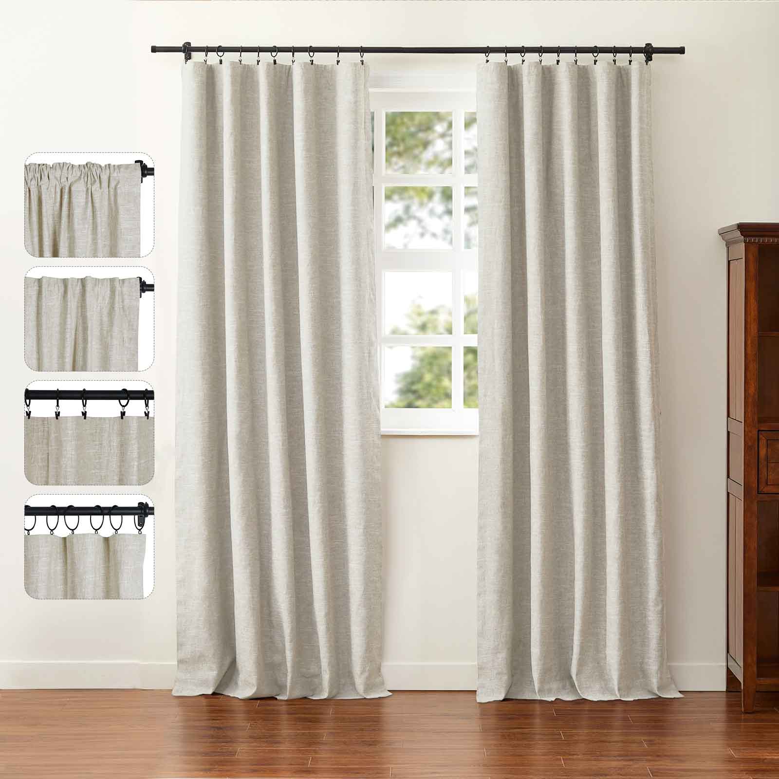 Jawara Linen Cotton Drapery 4-In-1 with Blackout Lining -SLIDINGCURTAIN