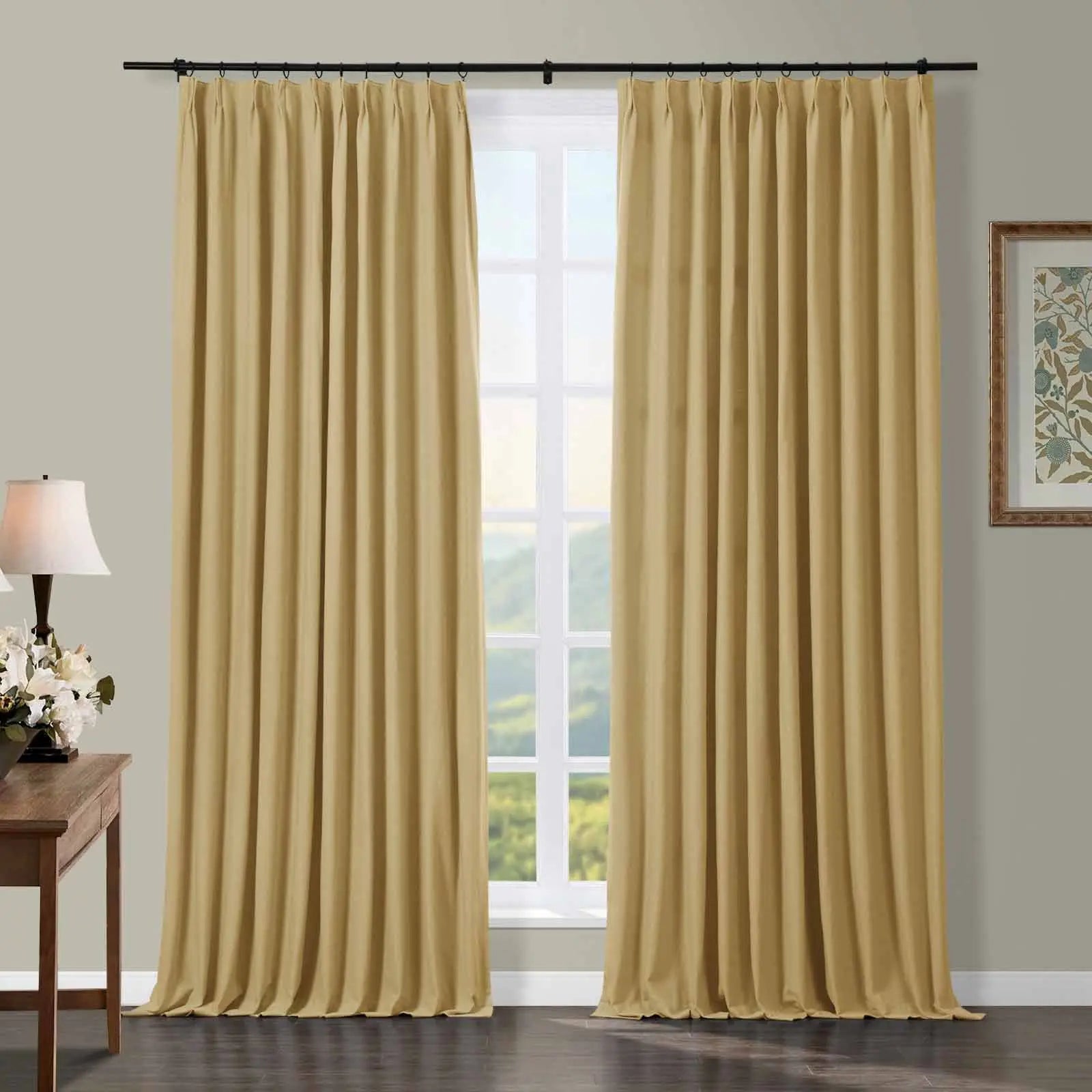 Broad 100% Cotton Plain Weave Curtain Pleated - SLIDINGCURTAIN