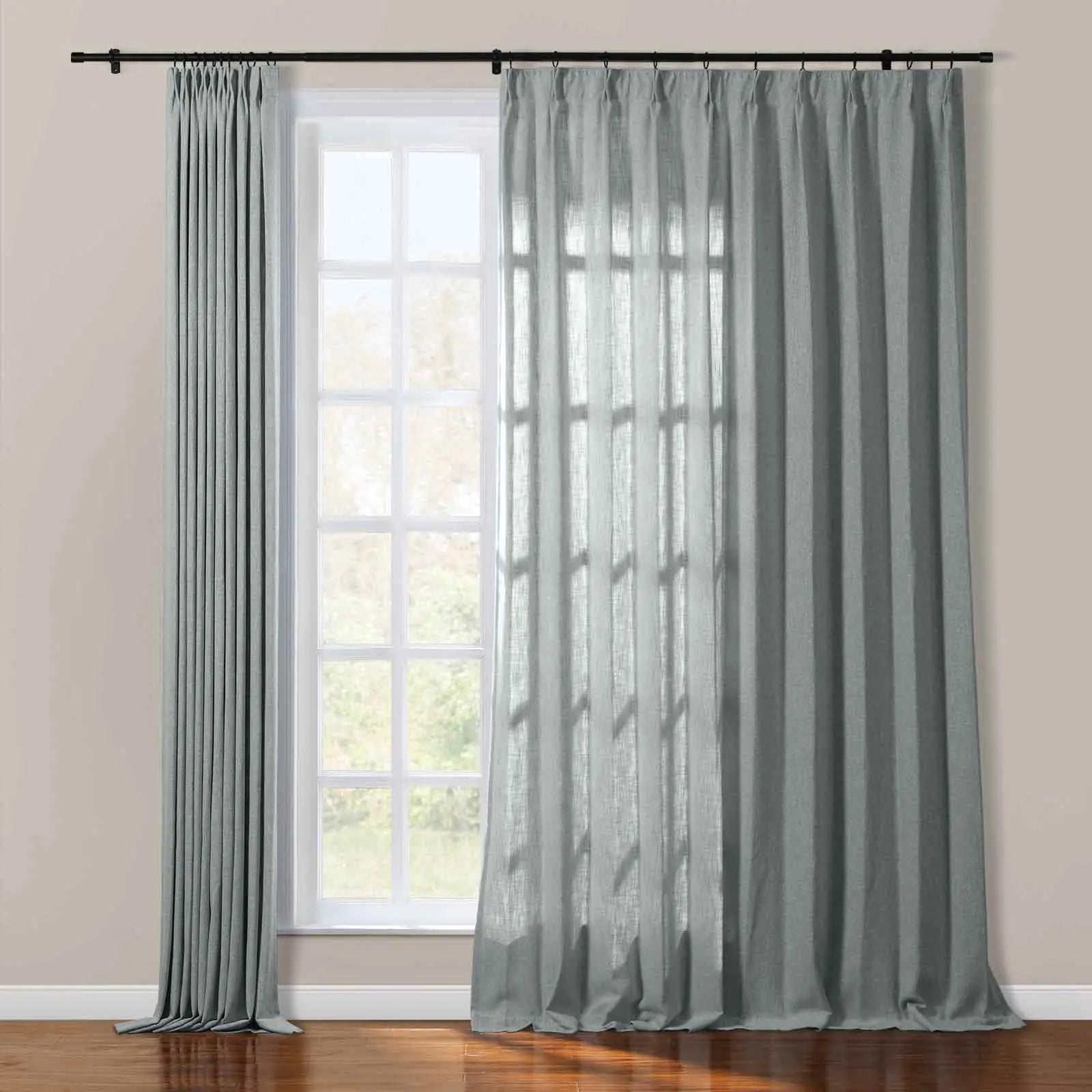 Sarai Textured Metallic Cotton Blend Curtain Pleated