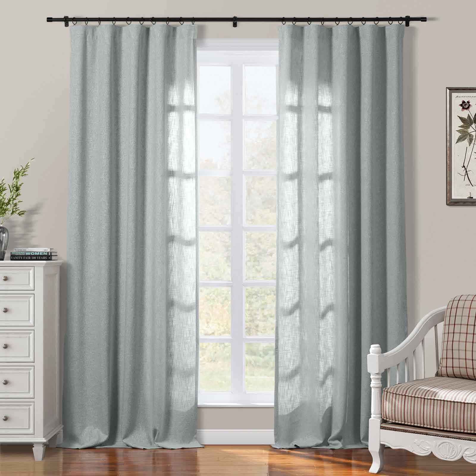 Sarai Textured Metallic Cotton Blend Curtain Soft Top