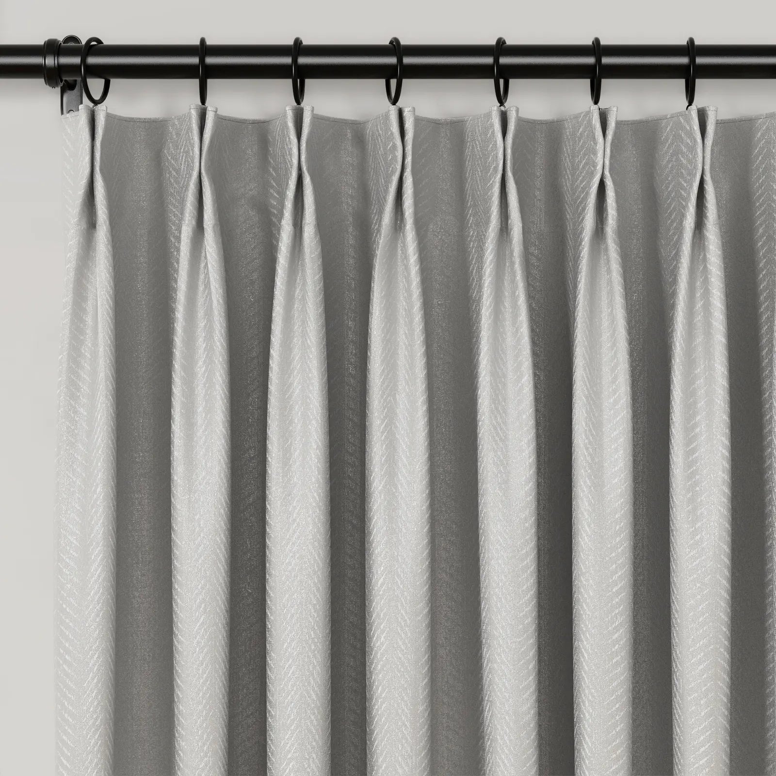 Lydia Herringbone Jacquard Curtain Pleated