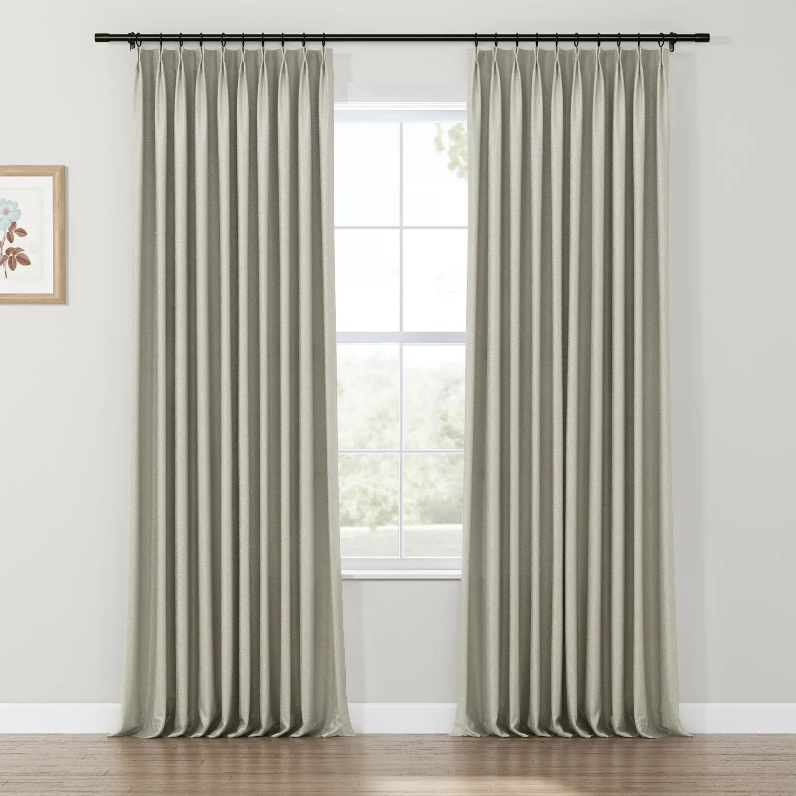 Lydia Herringbone Jacquard Curtain Pleated SLIDINGCURTAIN