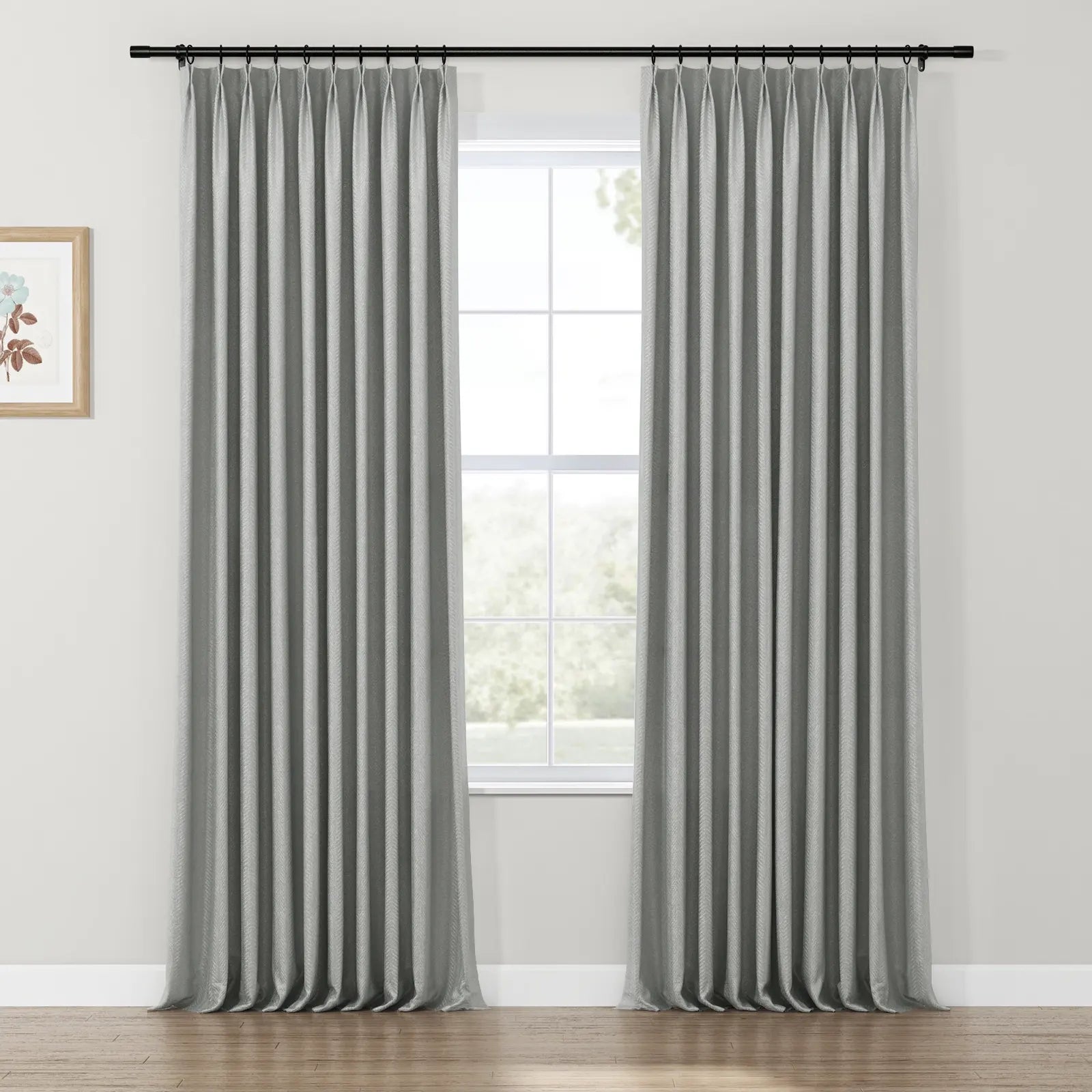 Lydia Herringbone Jacquard Curtain Pleated SLIDINGCURTAIN