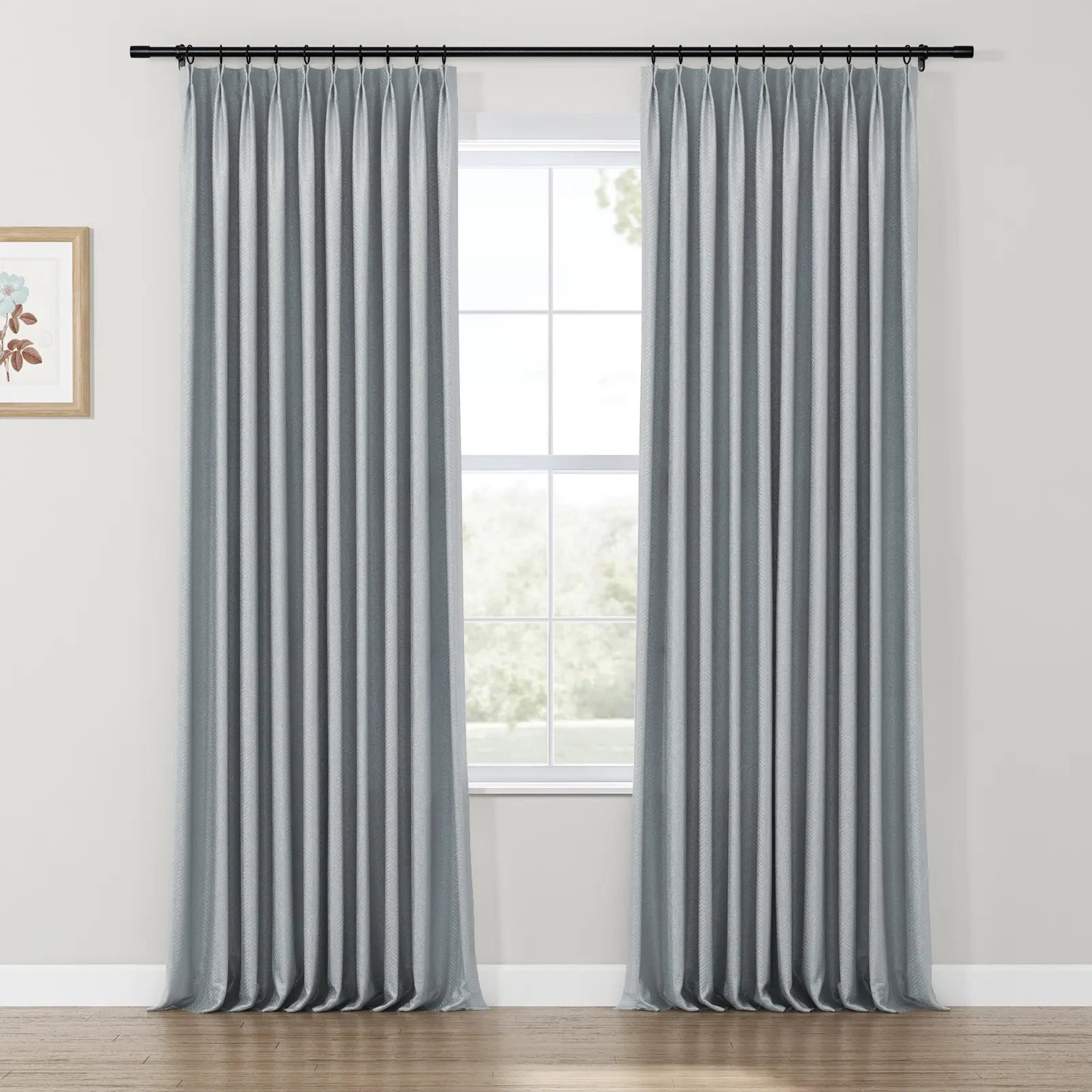 Lydia Herringbone Jacquard Curtain Pleated SLIDINGCURTAIN