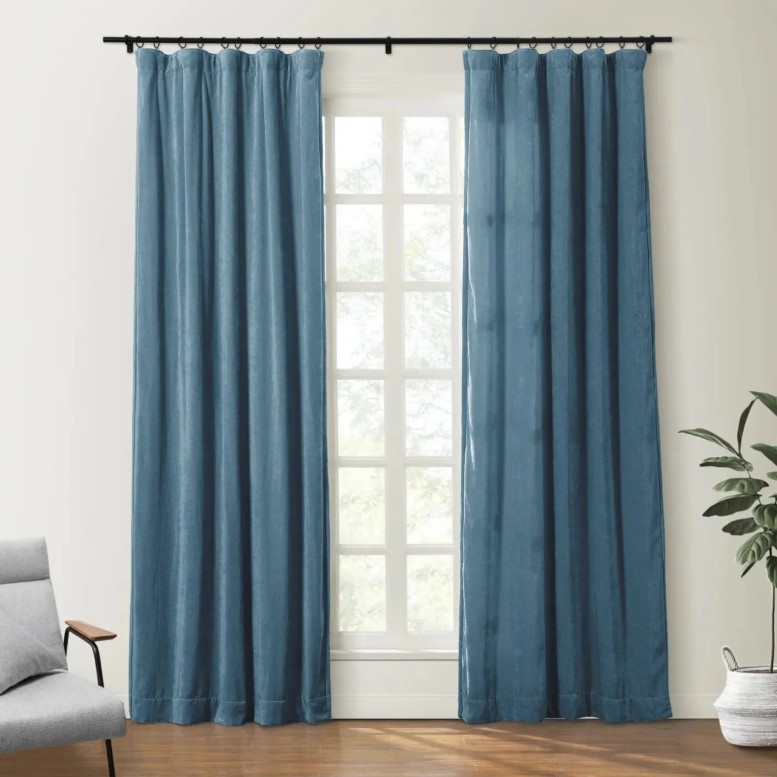 Shayna Worn Velvet Curtain Soft Top SLIDINGCURTAIN