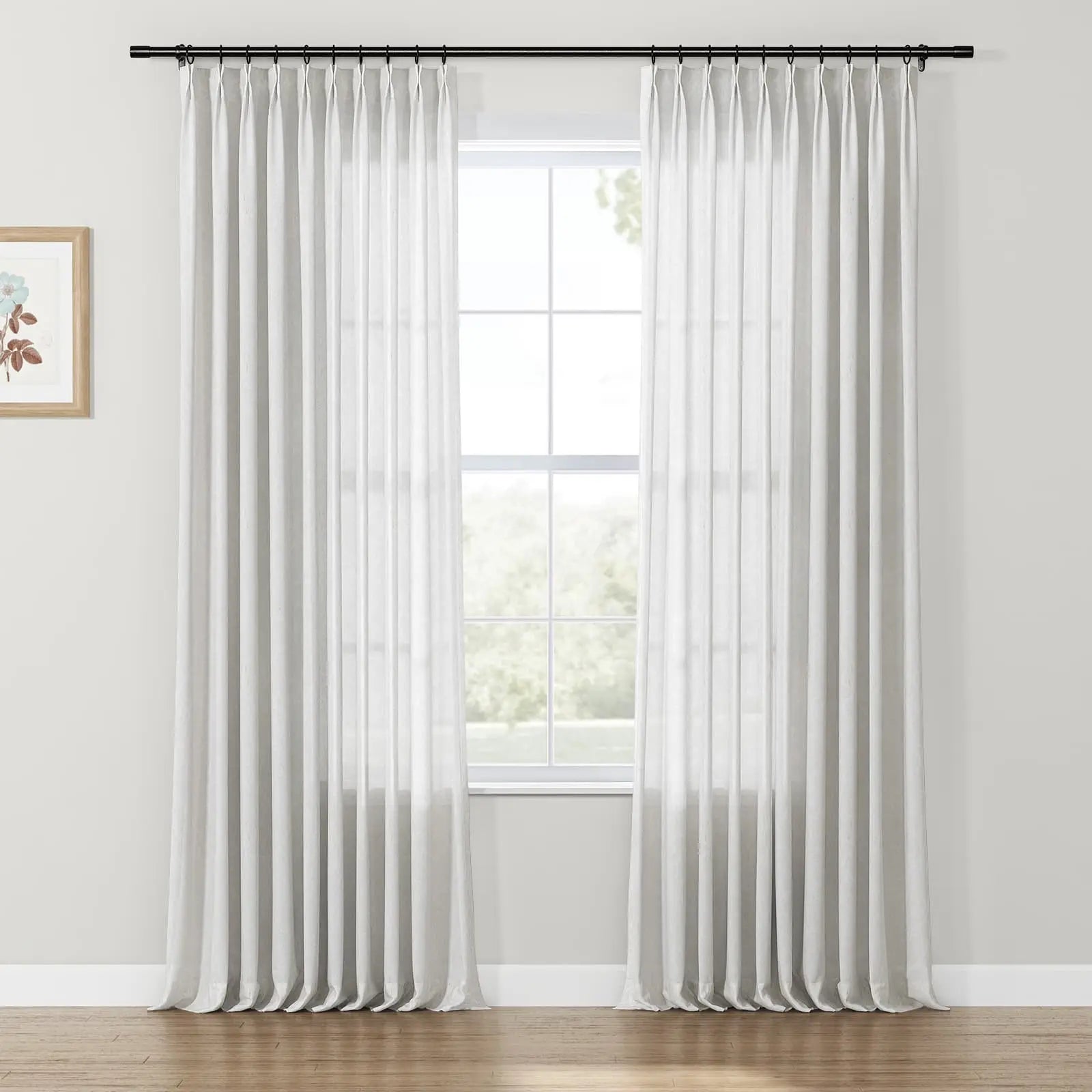 Freya Linen Semi Sheer Jacquard Curtains Pleated SLIDINGCURTAIN