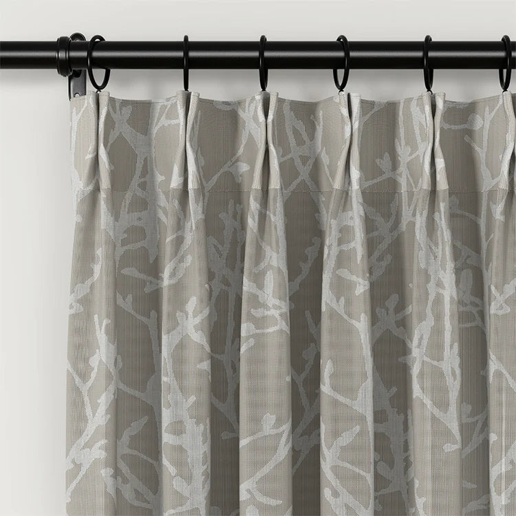 Freya Linen Semi Sheer Jacquard Curtains Pleated