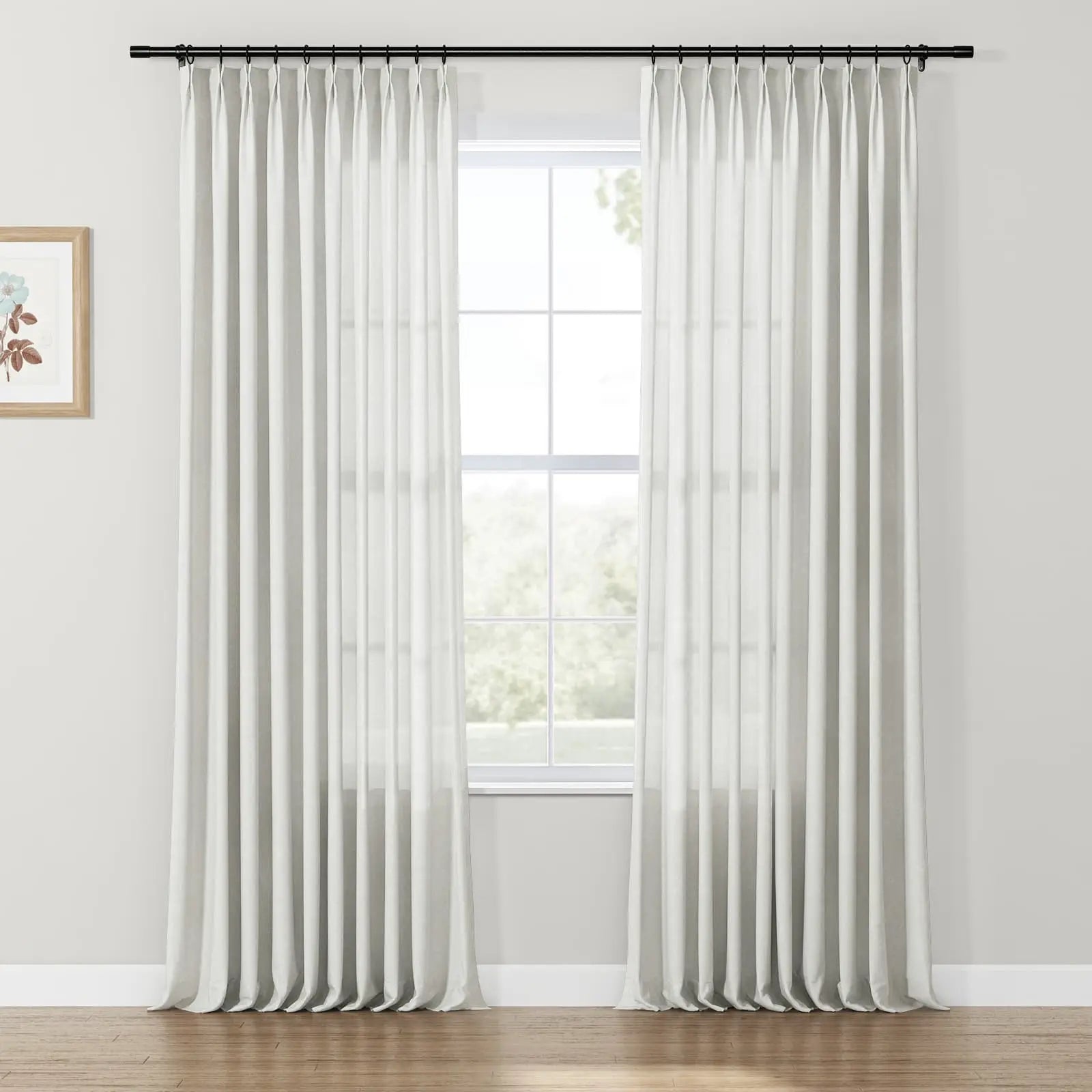 Freya Linen Semi Sheer Jacquard Curtains Pleated SLIDINGCURTAIN