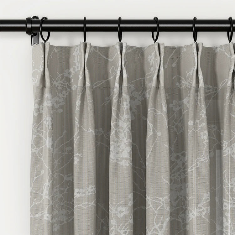 Freya Linen Semi Sheer Jacquard Curtains Pleated