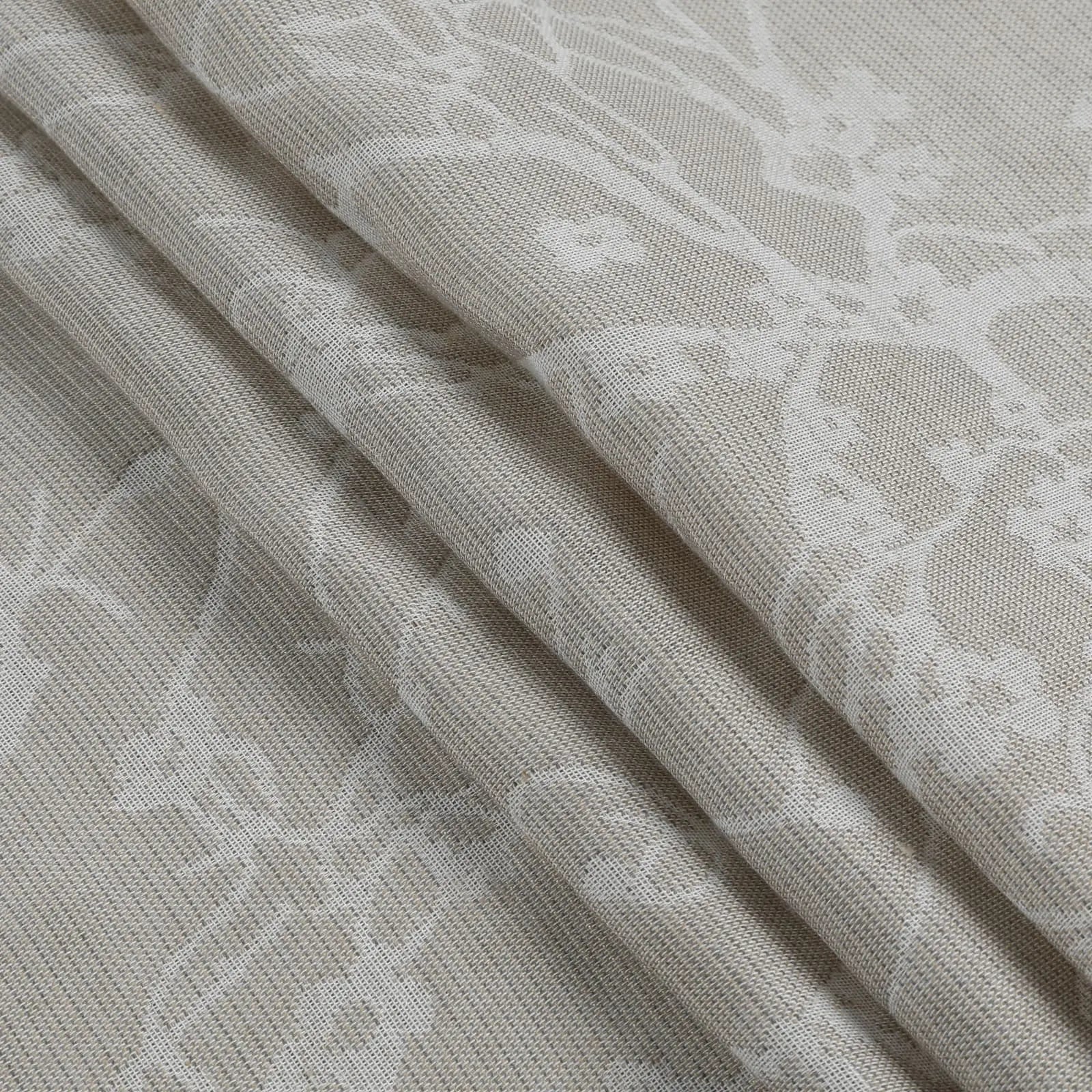 Freya Linen Semi Sheer Jacquard Curtains Pleated