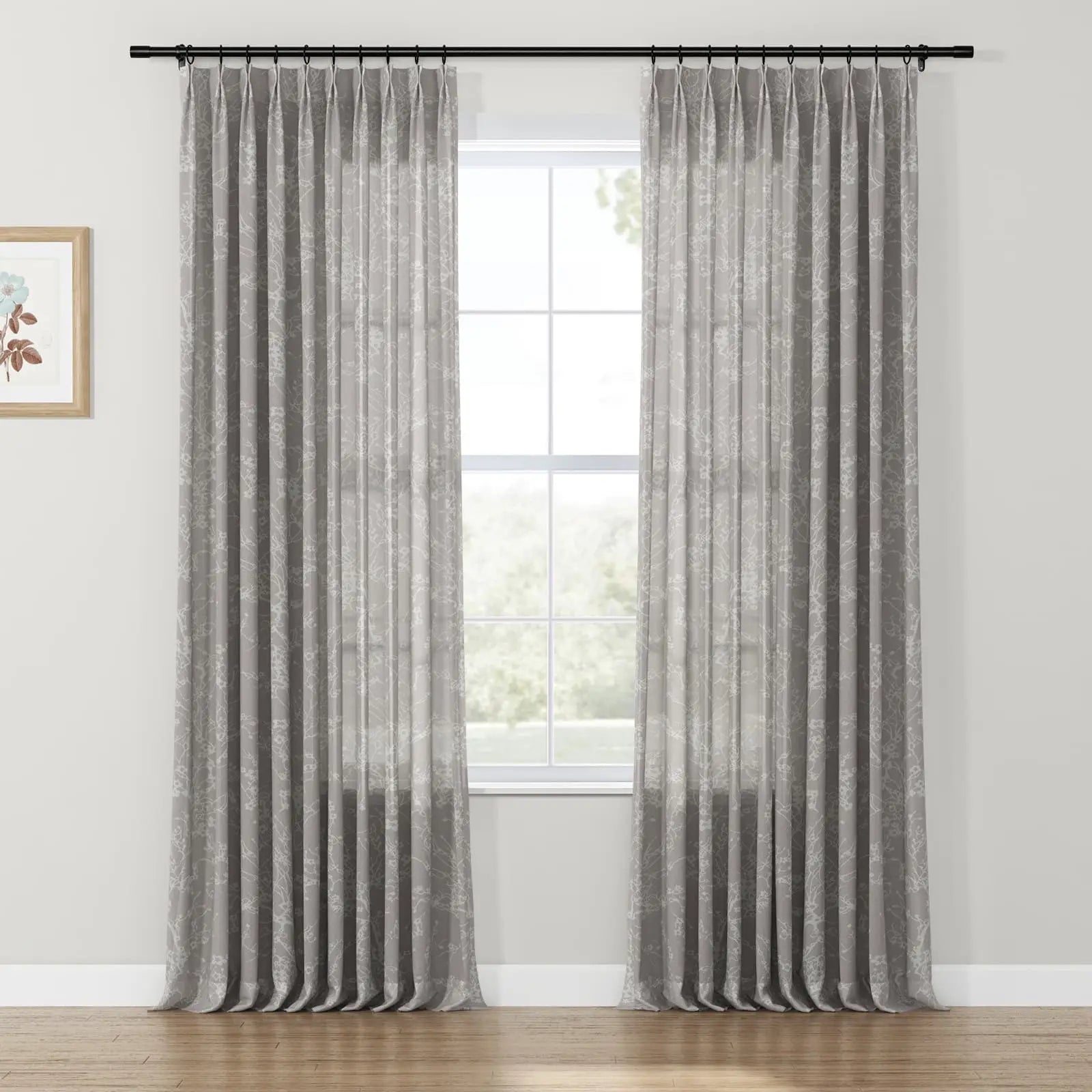 Freya Linen Semi Sheer Jacquard Curtains Pleated SLIDINGCURTAIN