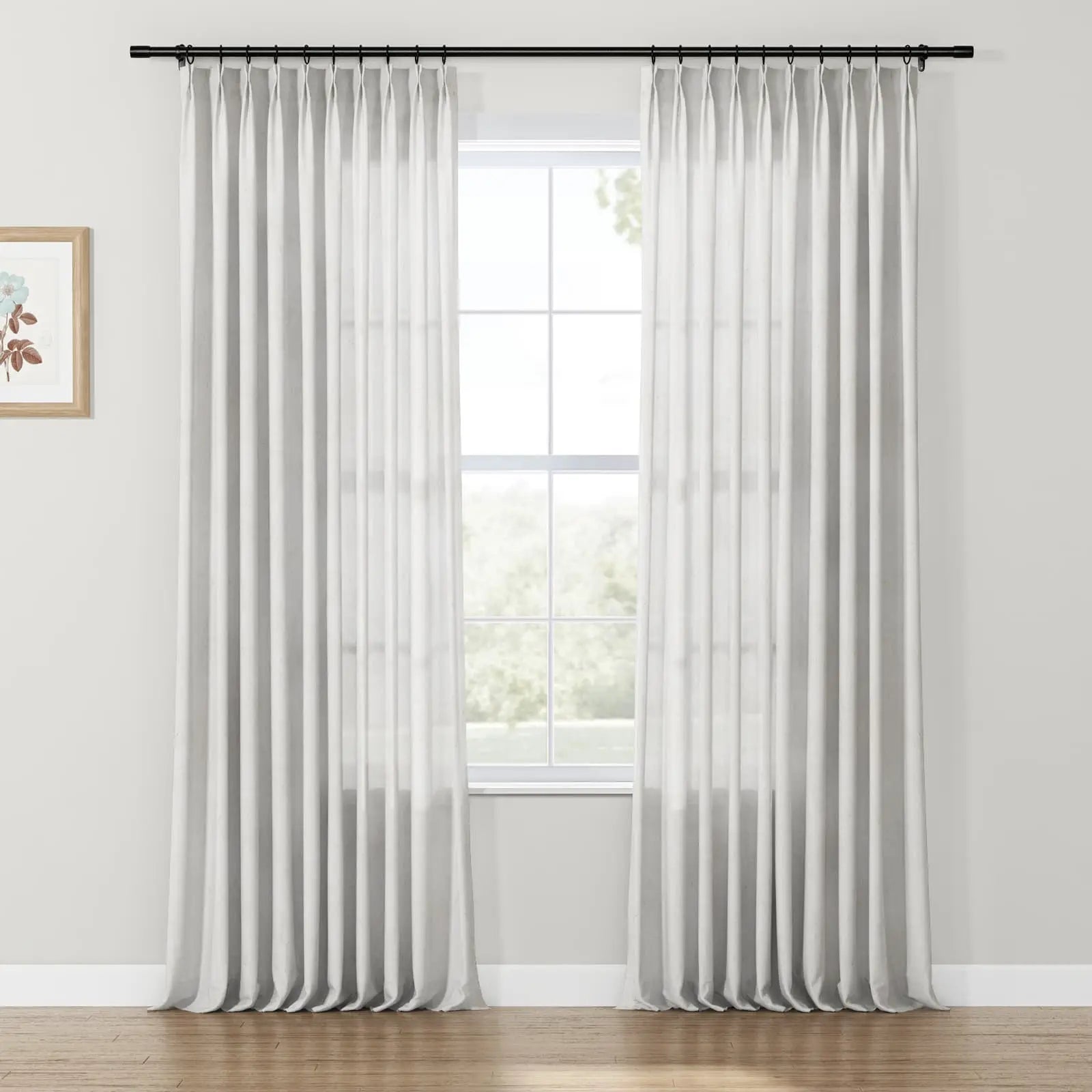 Freya Linen Semi Sheer Jacquard Curtains Pleated SLIDINGCURTAIN