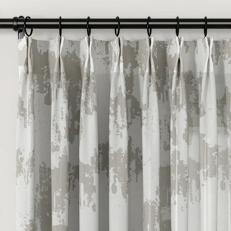 Freya Linen Semi Sheer Jacquard Curtains Pleated