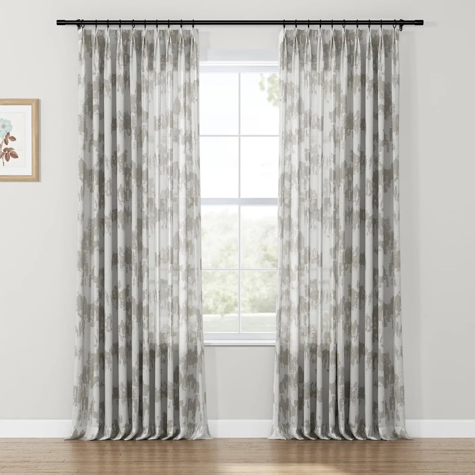 Freya Linen Semi Sheer Jacquard Curtains Pleated SLIDINGCURTAIN