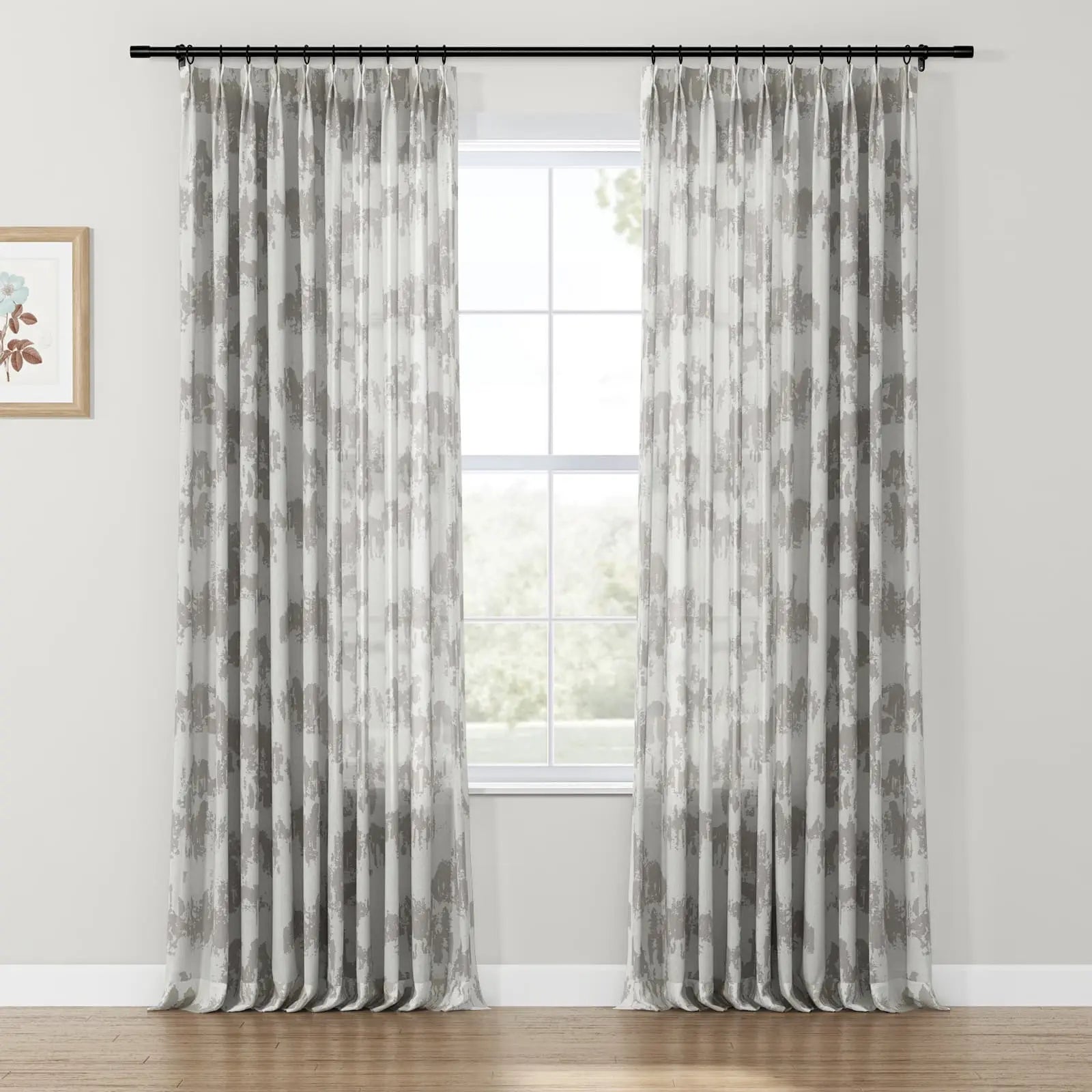 Freya Linen Semi Sheer Jacquard Curtains Pleated SLIDINGCURTAIN