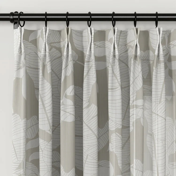 Freya Linen Semi Sheer Jacquard Curtains Pleated